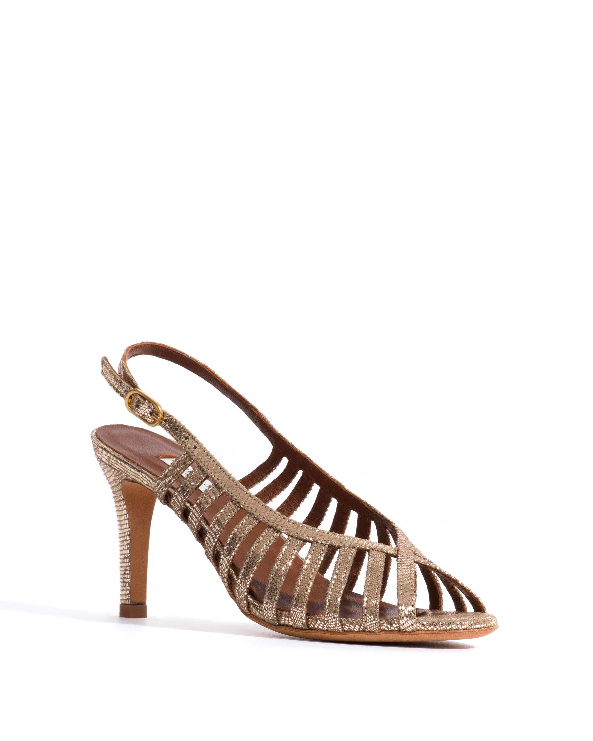 Carminho 75 Lizard metallic goat Vintage champagne - Anonymous Copenhagen Heels