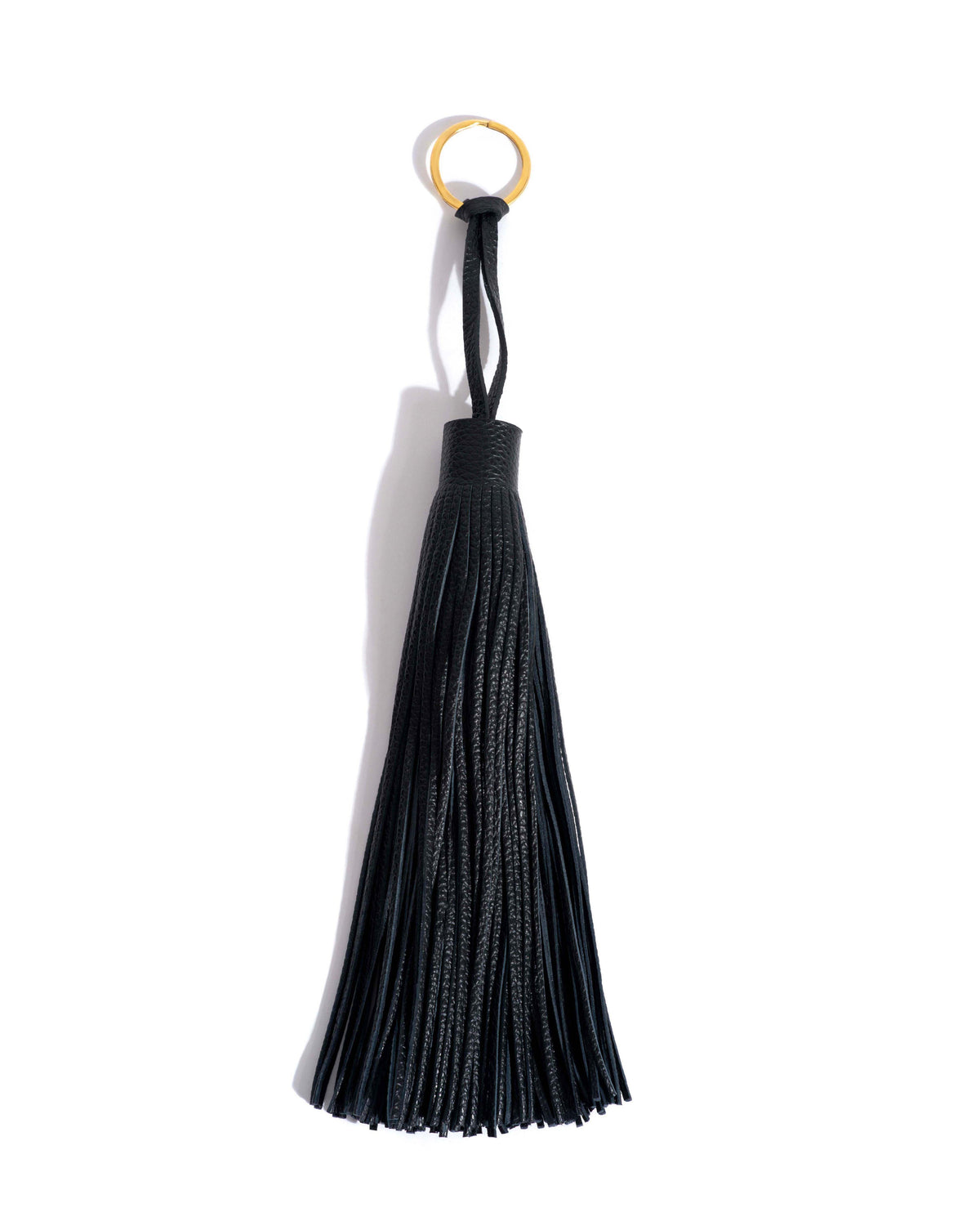 Langley fringe keyring Pebbled soft calf Black