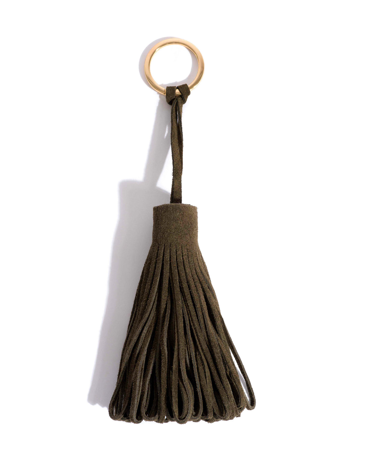 Katty fringe keyring Calf suede Moss green