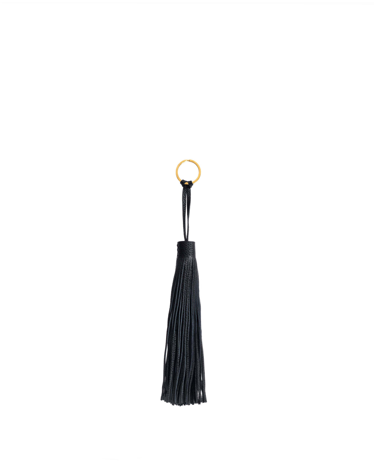 Langley fringe keyring Pebbled soft calf Black