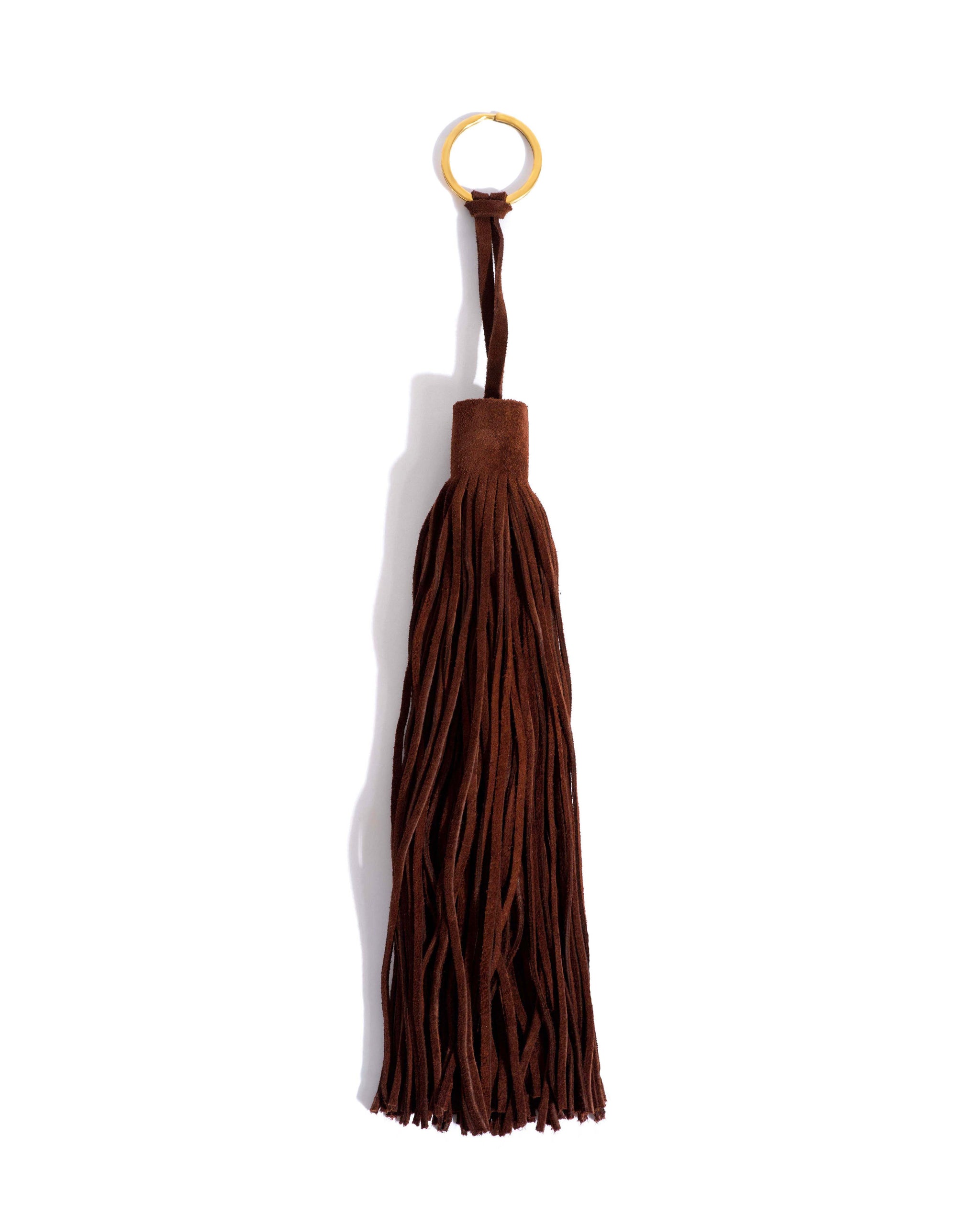 Langley fringe keyring Calf suede Chocolate - Anonymous Copenhagen Small Leather Goods