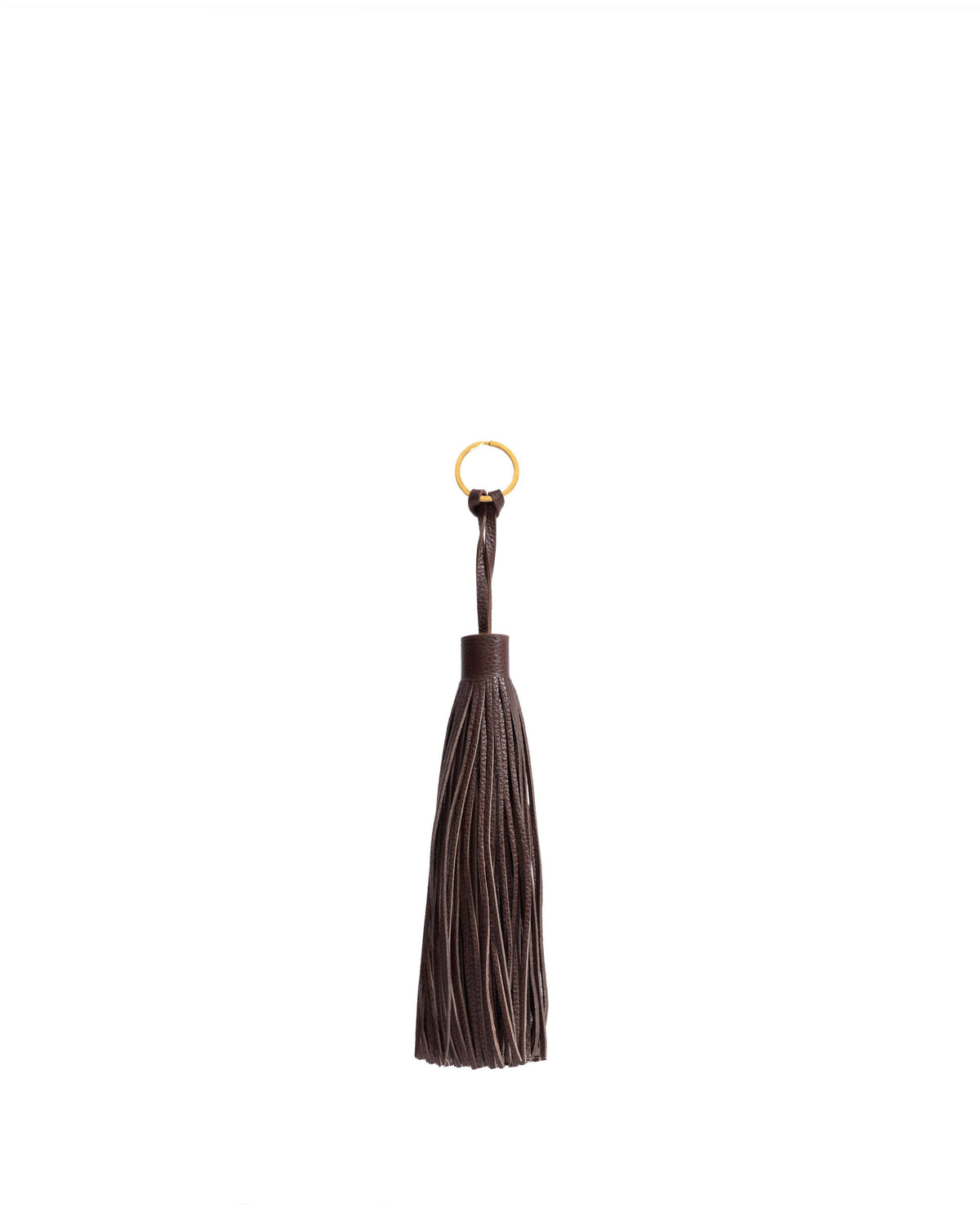 Langley fringe keyring Pebbled soft calf Chocolate