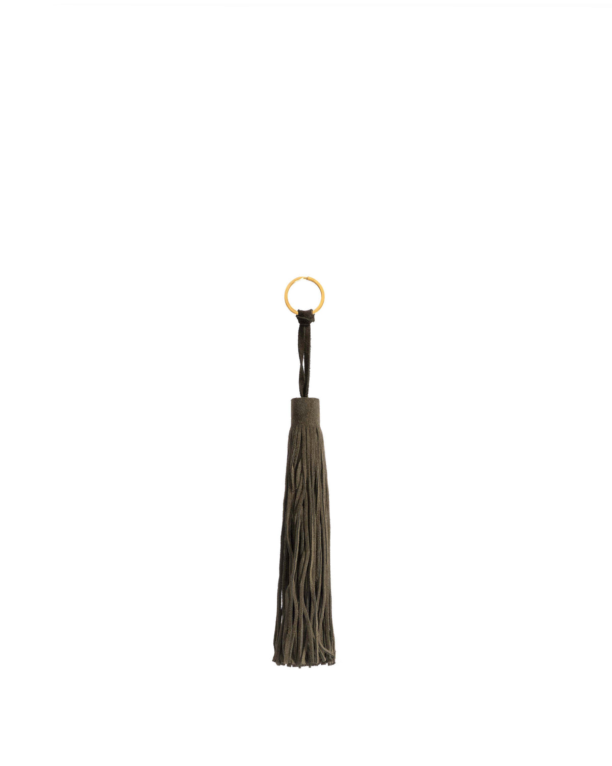 Langley fringe keyring Calf suede Moss green
