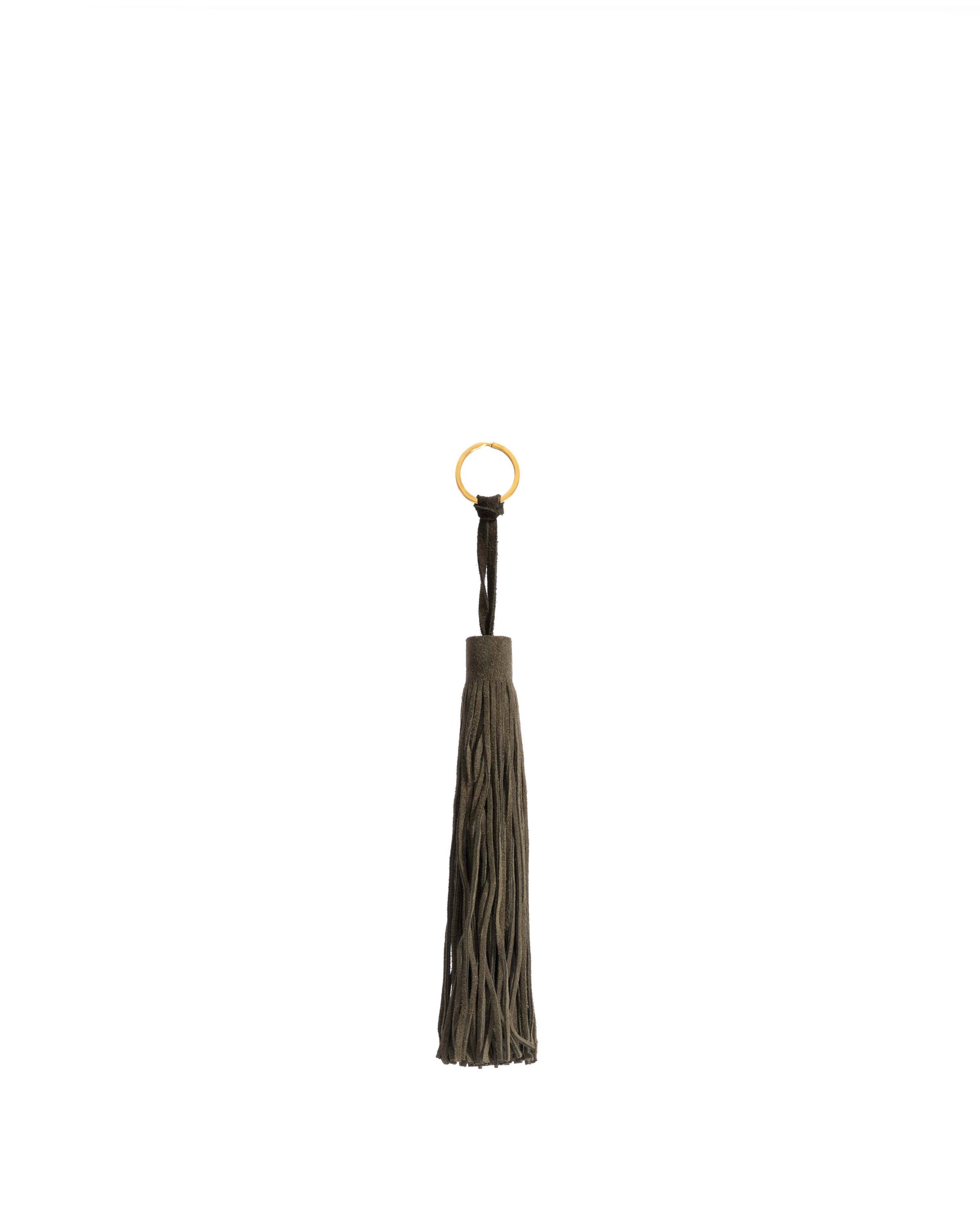 Langley fringe keyring Calf suede Moss green - Anonymous Copenhagen Small Leather Goods