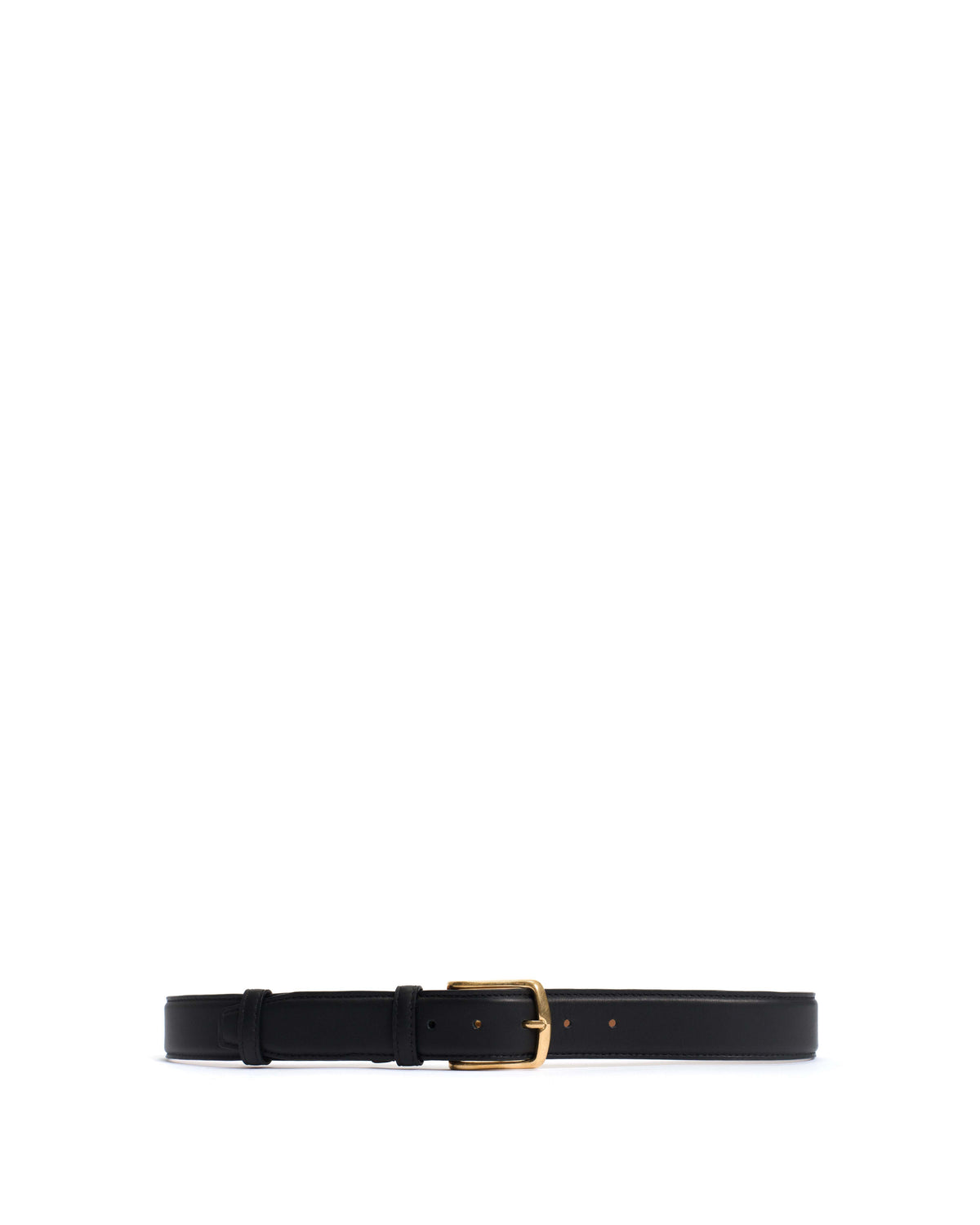 Quinn classic unisex leather belt Soft calf & metal Black & gold buckle