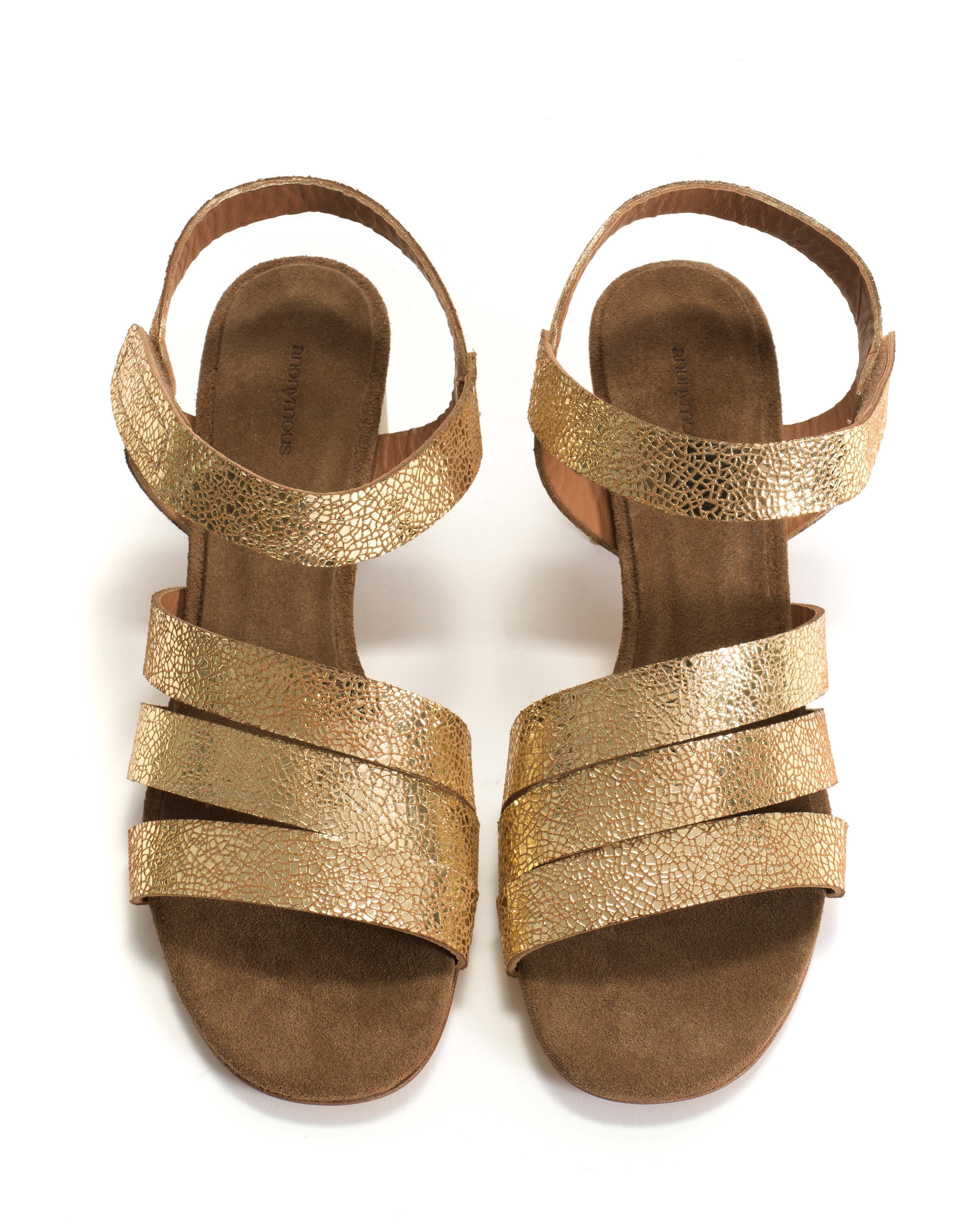 Rouge Crackled metallic goat & calf suede Gold & cinnamon