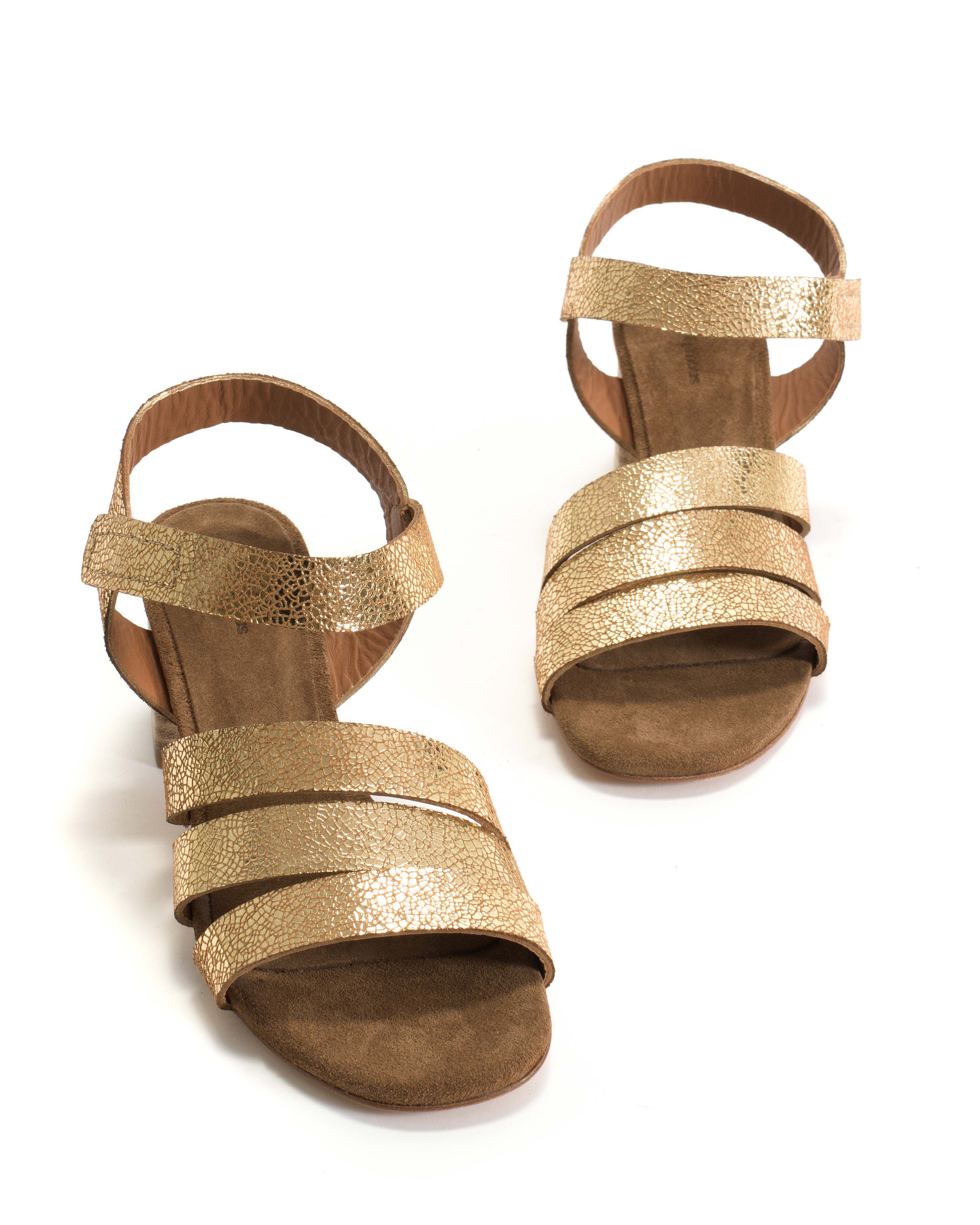 Rouge Crackled metallic goat & calf suede Gold & cinnamon