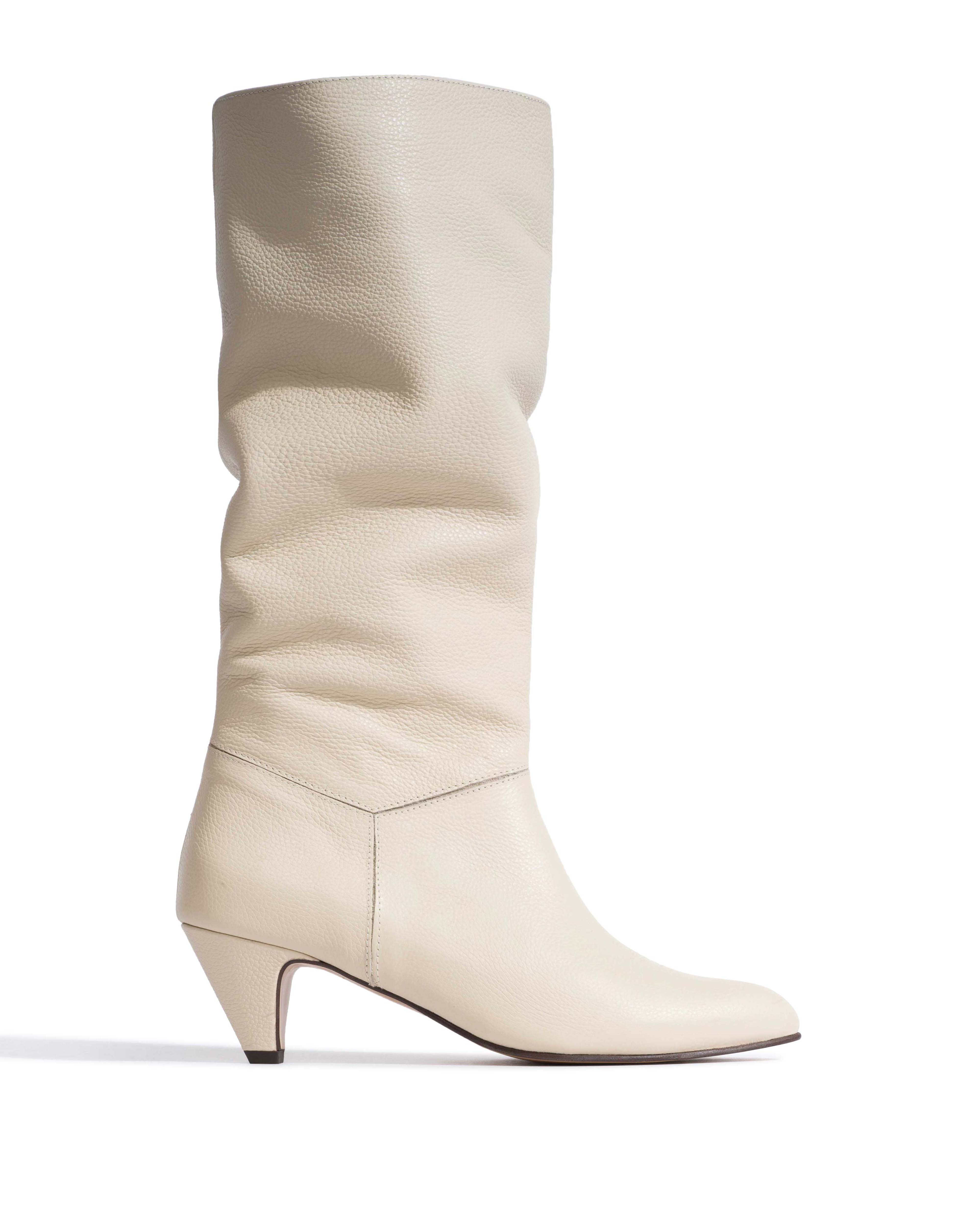 Jasmina 50 stiletto Pebbled soft calf & suede leather White sand