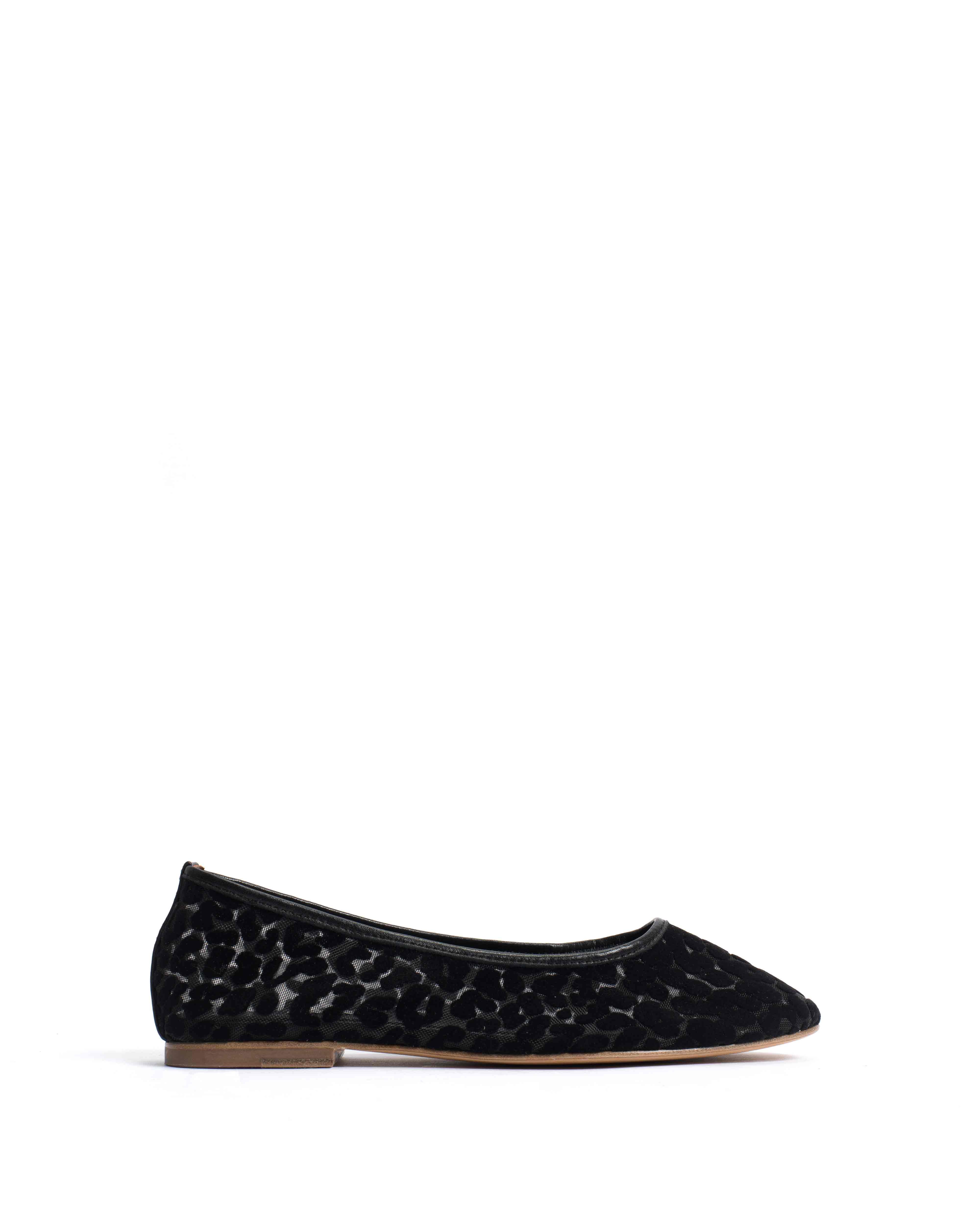 Sacha mesh Shiny lamb & mesh velvet leopard Black