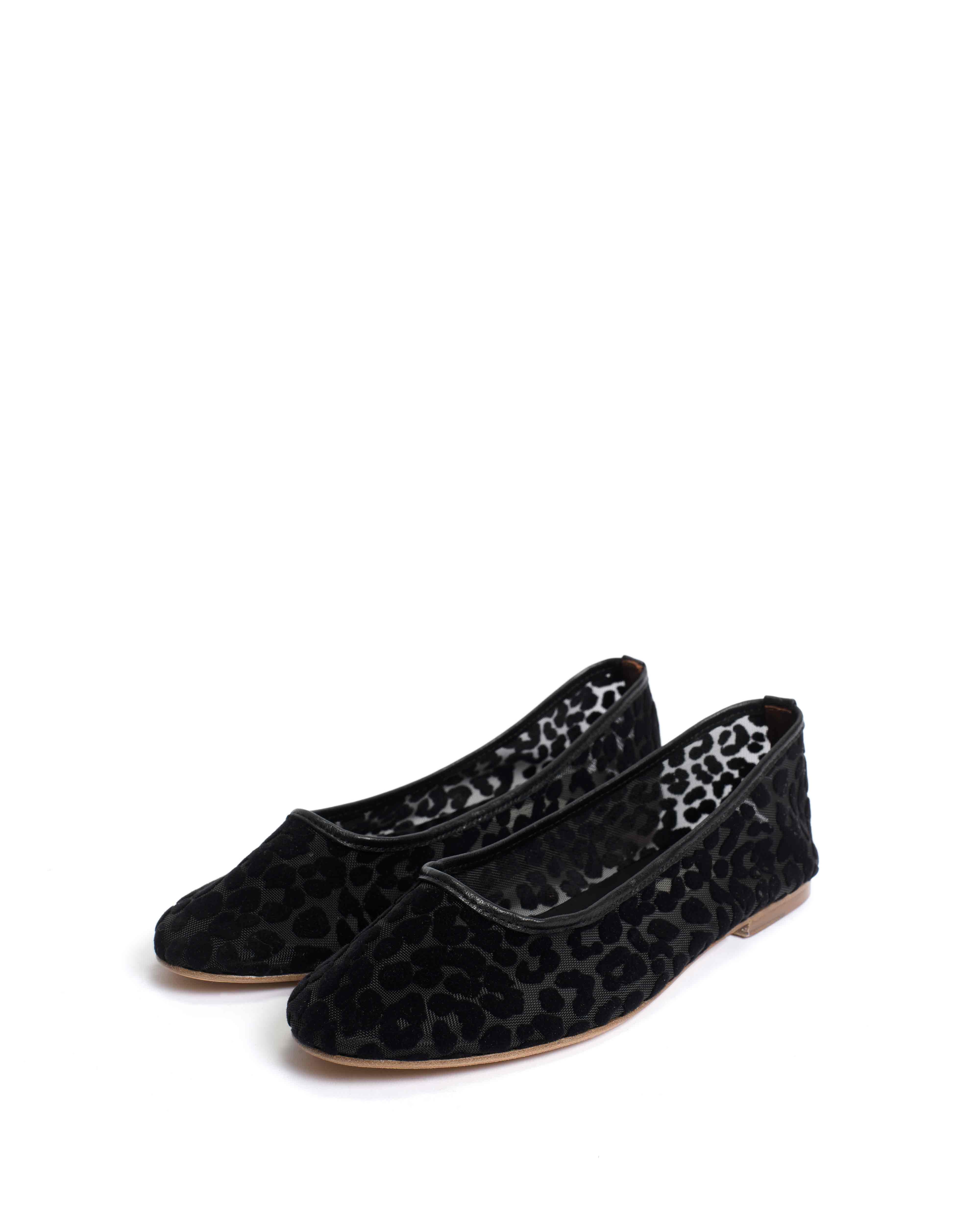 Sacha mesh Shiny lamb & mesh velvet leopard Black