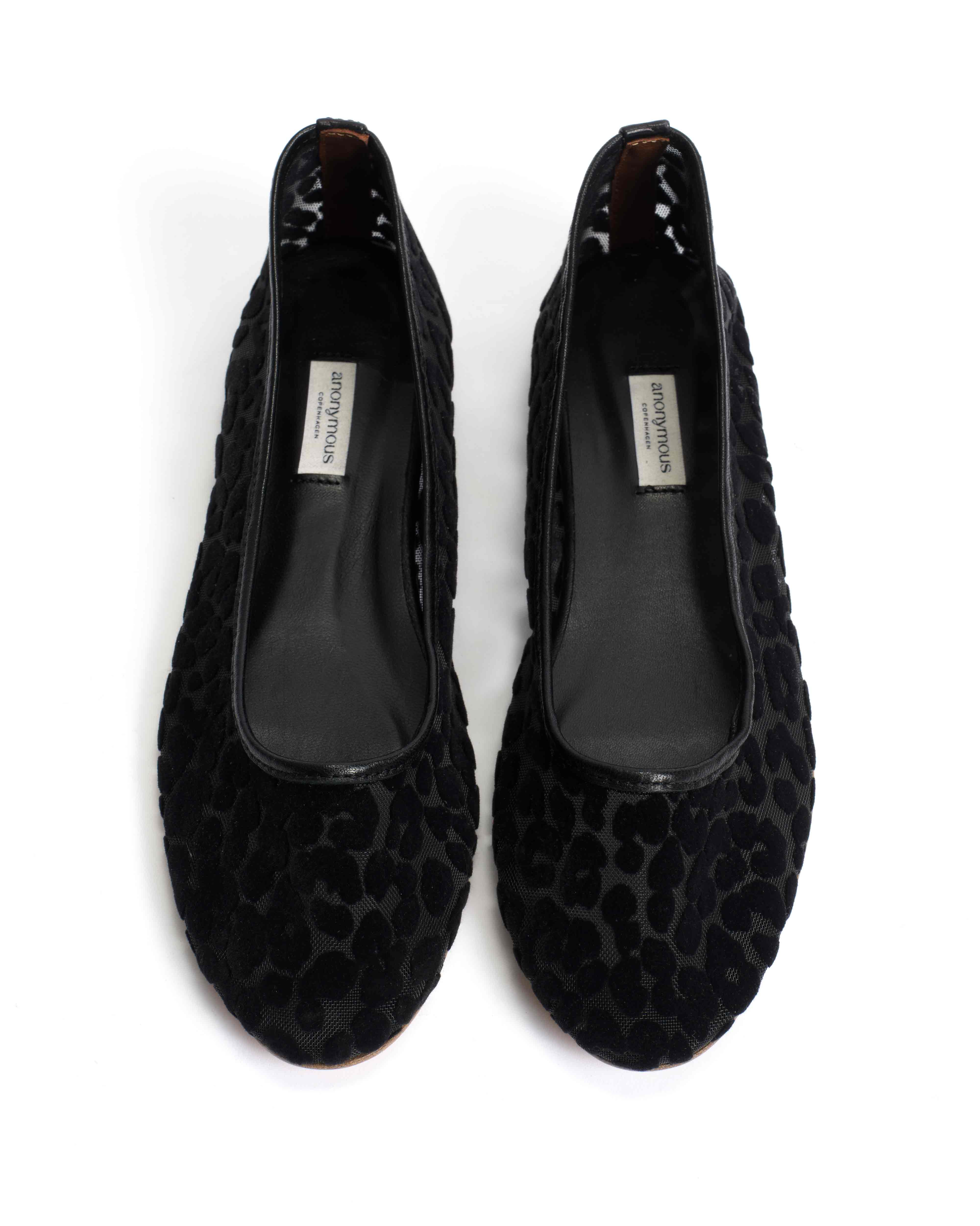 Sacha mesh Shiny lamb & mesh velvet leopard Black