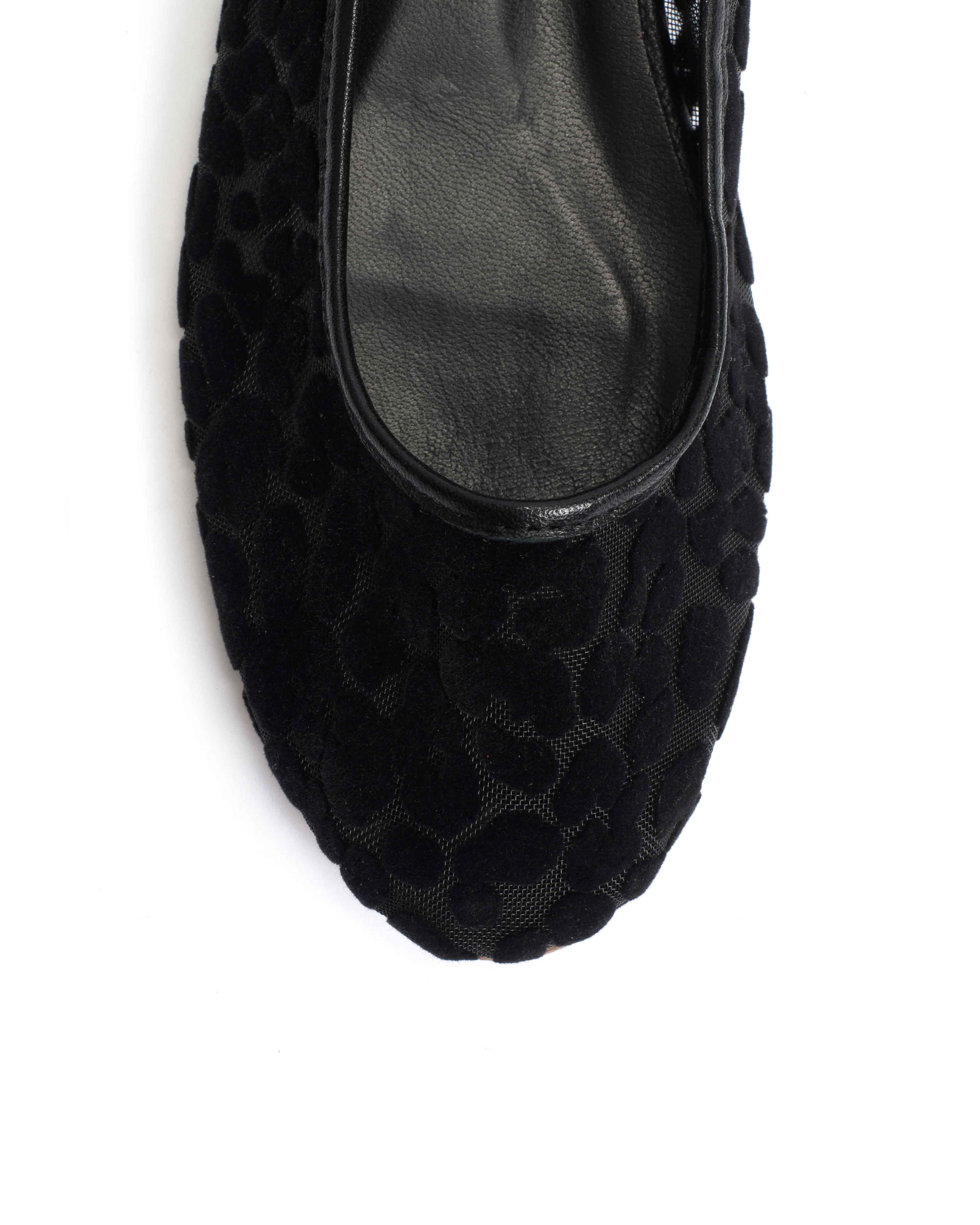 Sacha mesh Shiny lamb & mesh velvet leopard Black