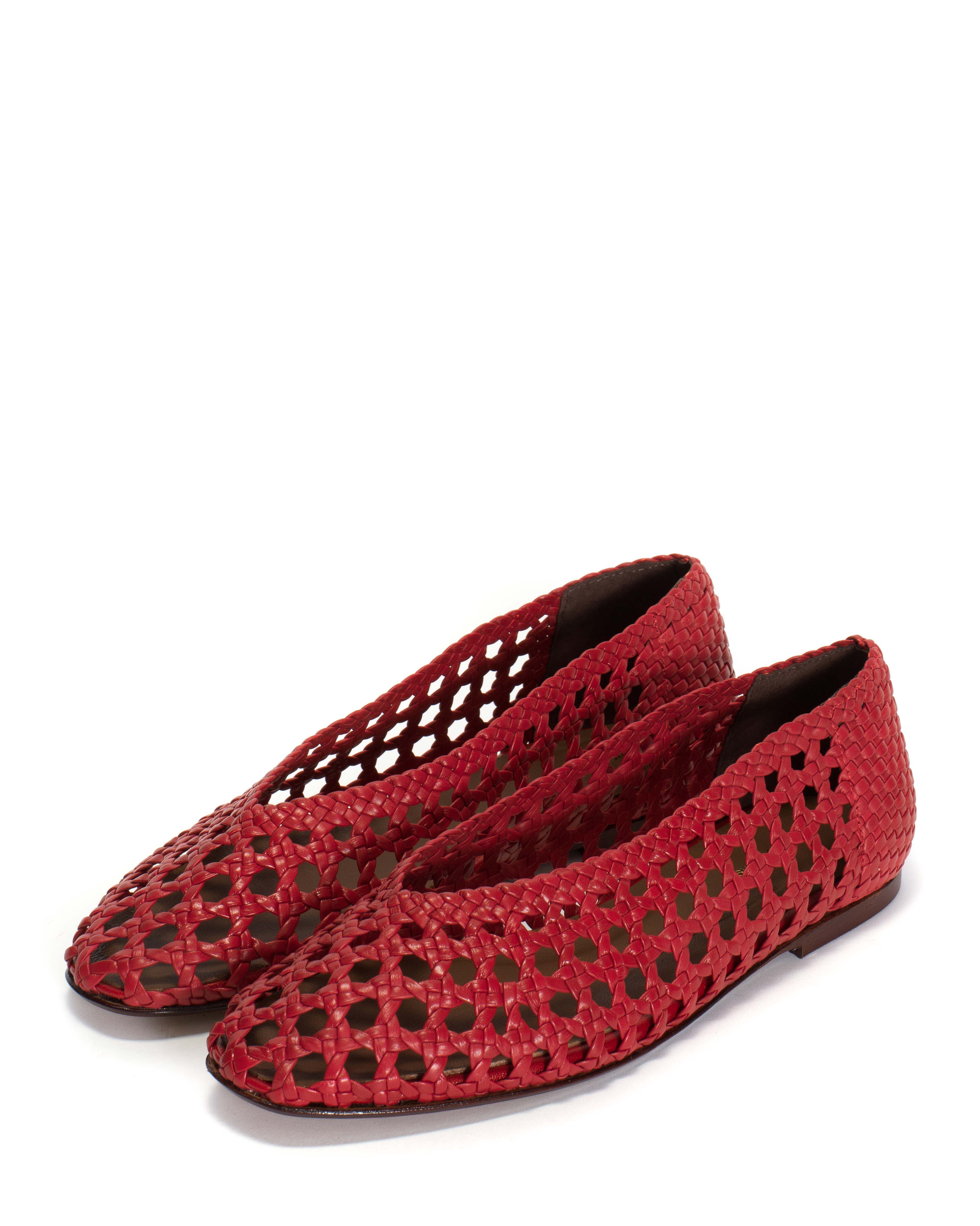 Sessi 10 Hand-braided leather Ruby red
