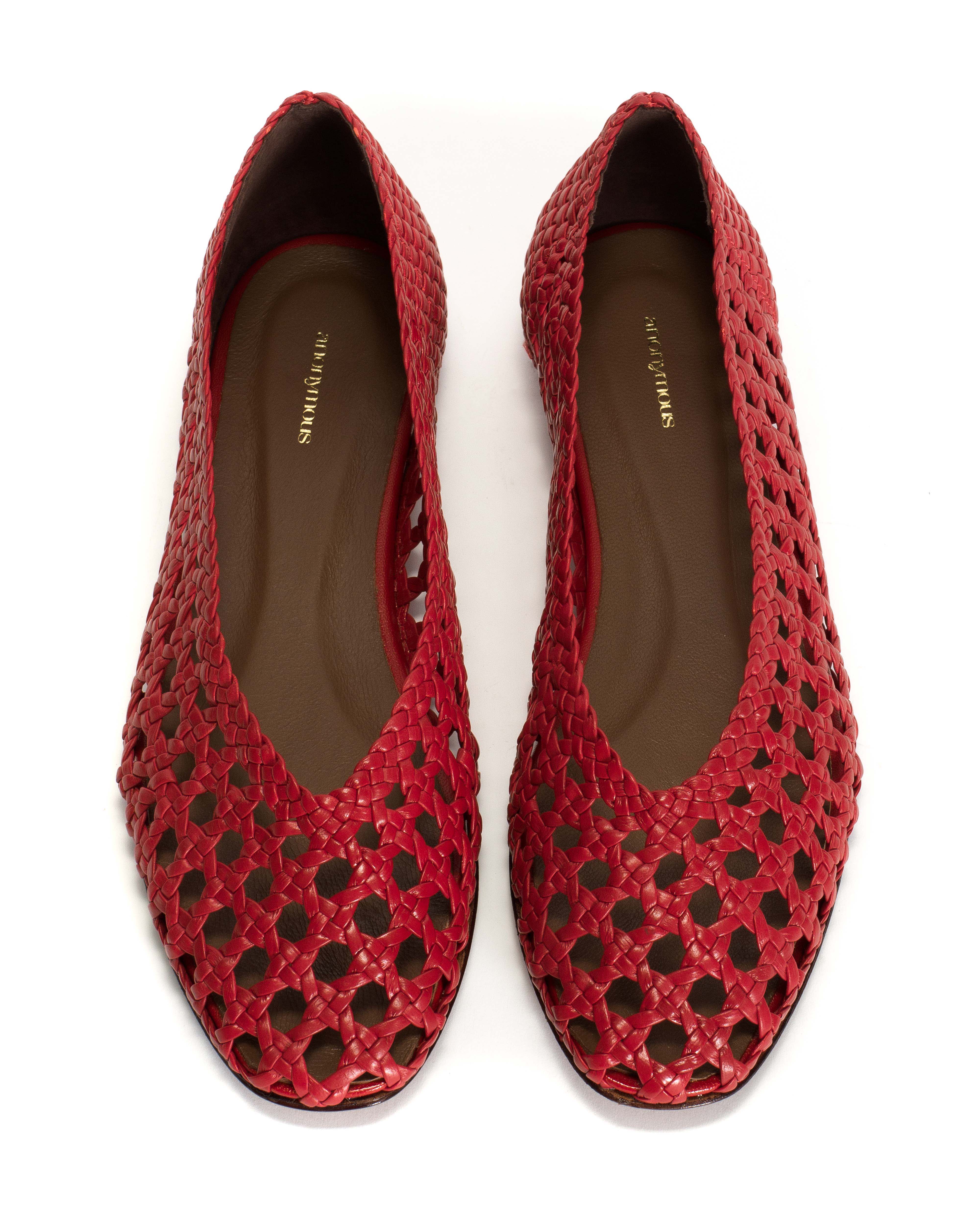 Sessi 10 Hand-braided leather Ruby red