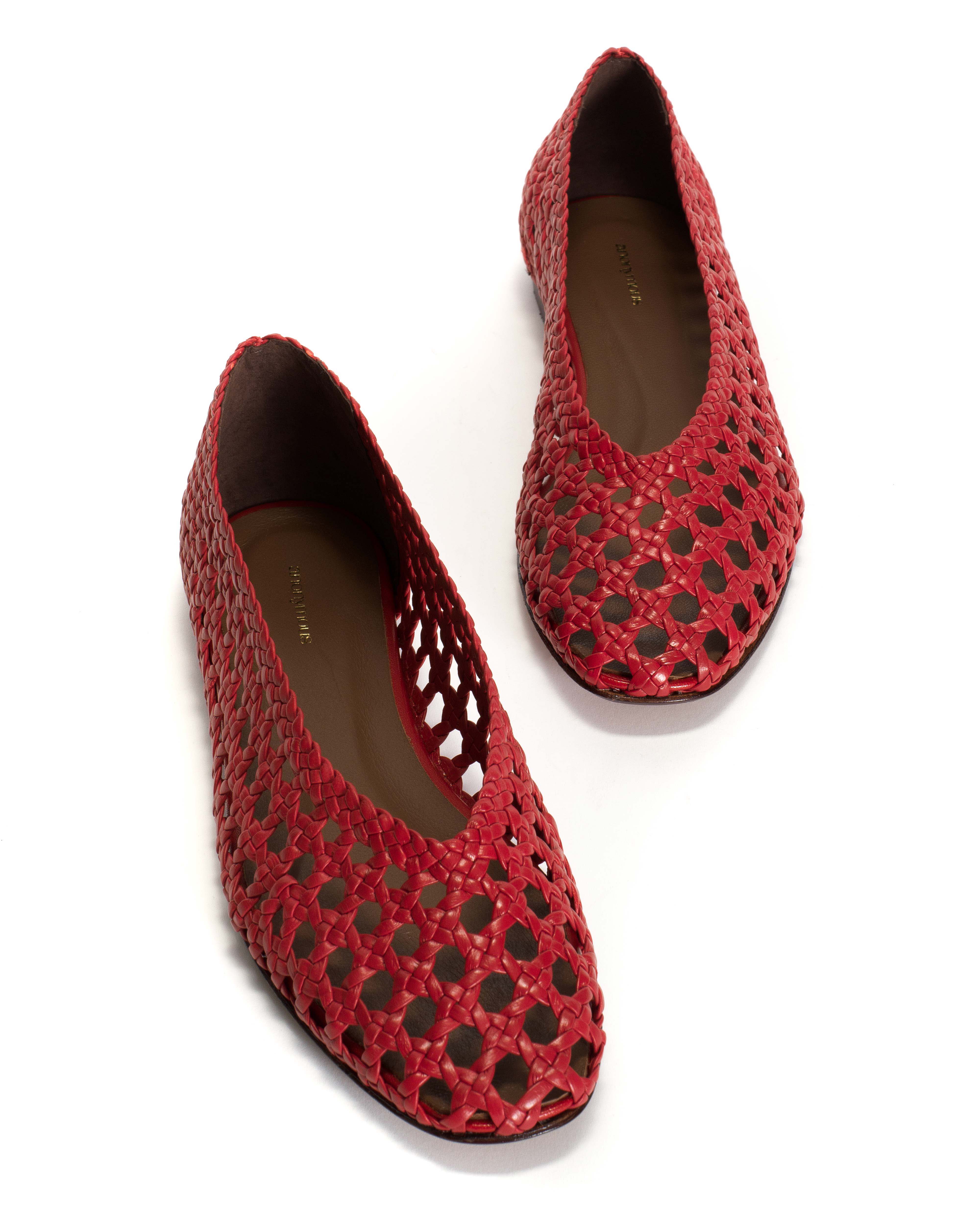 Sessi 10 Hand-braided leather Ruby red