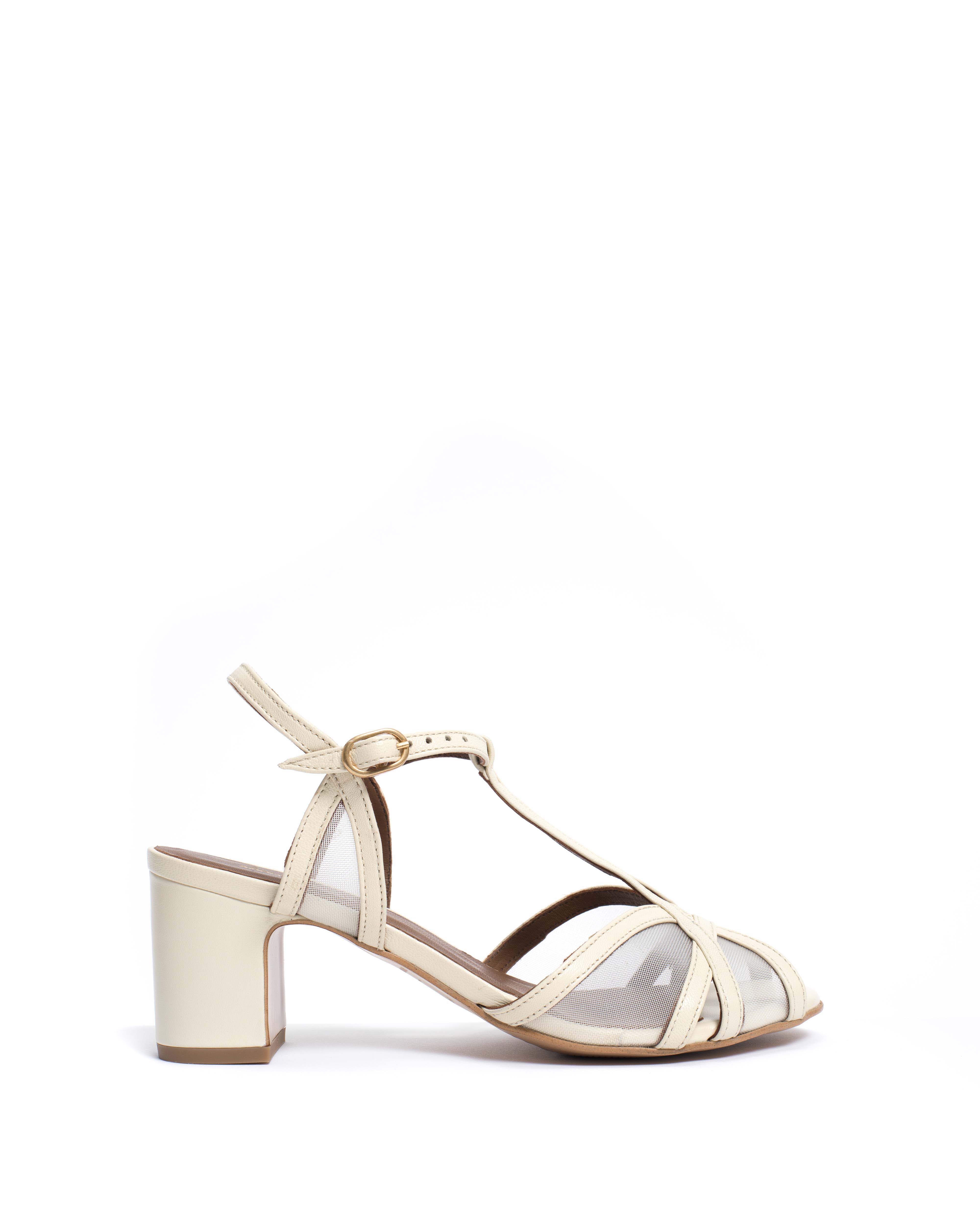 Therese 55 mesh Shiny lamb & mesh White sand