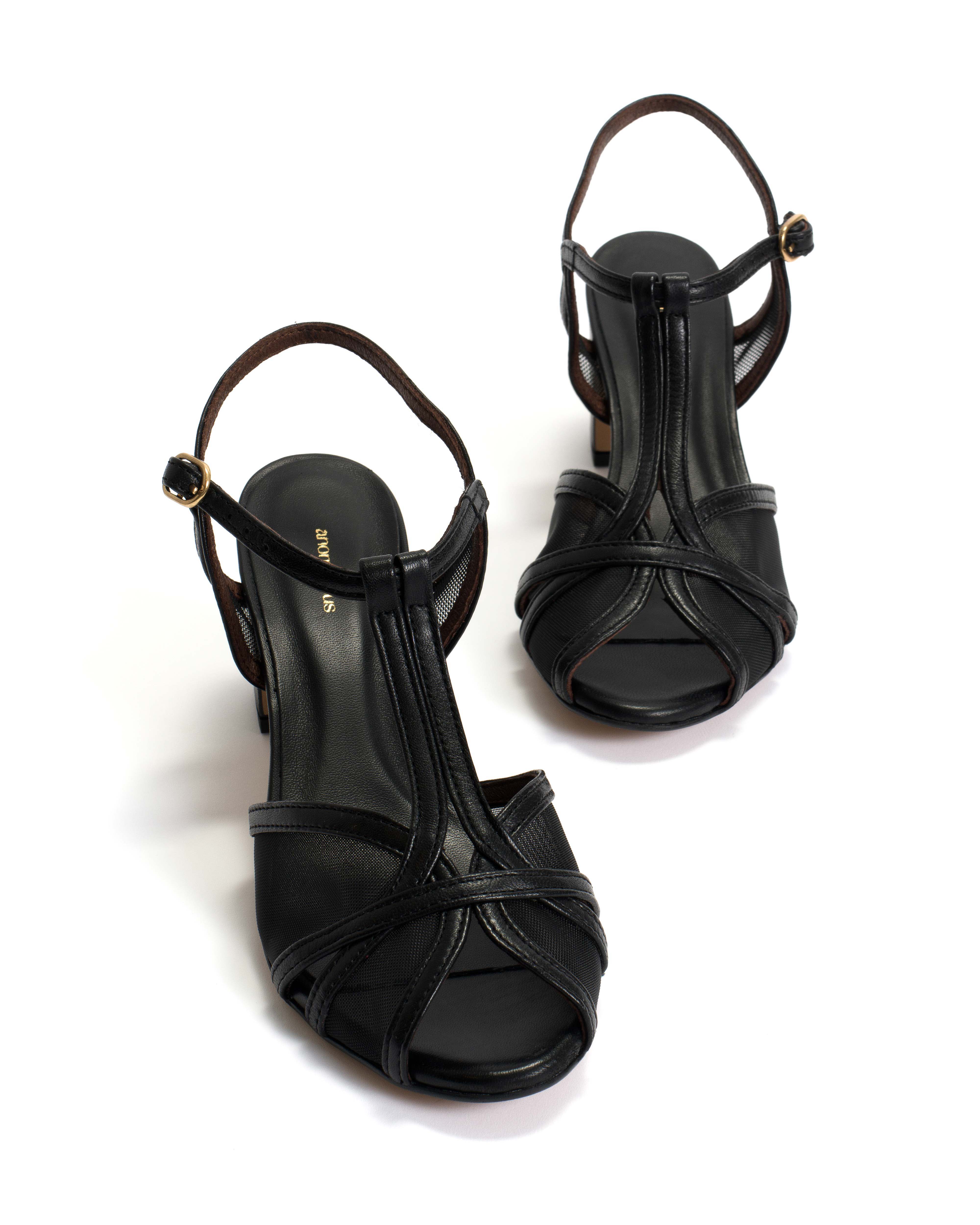 Therese 55 mesh Shiny lamb & mesh Black