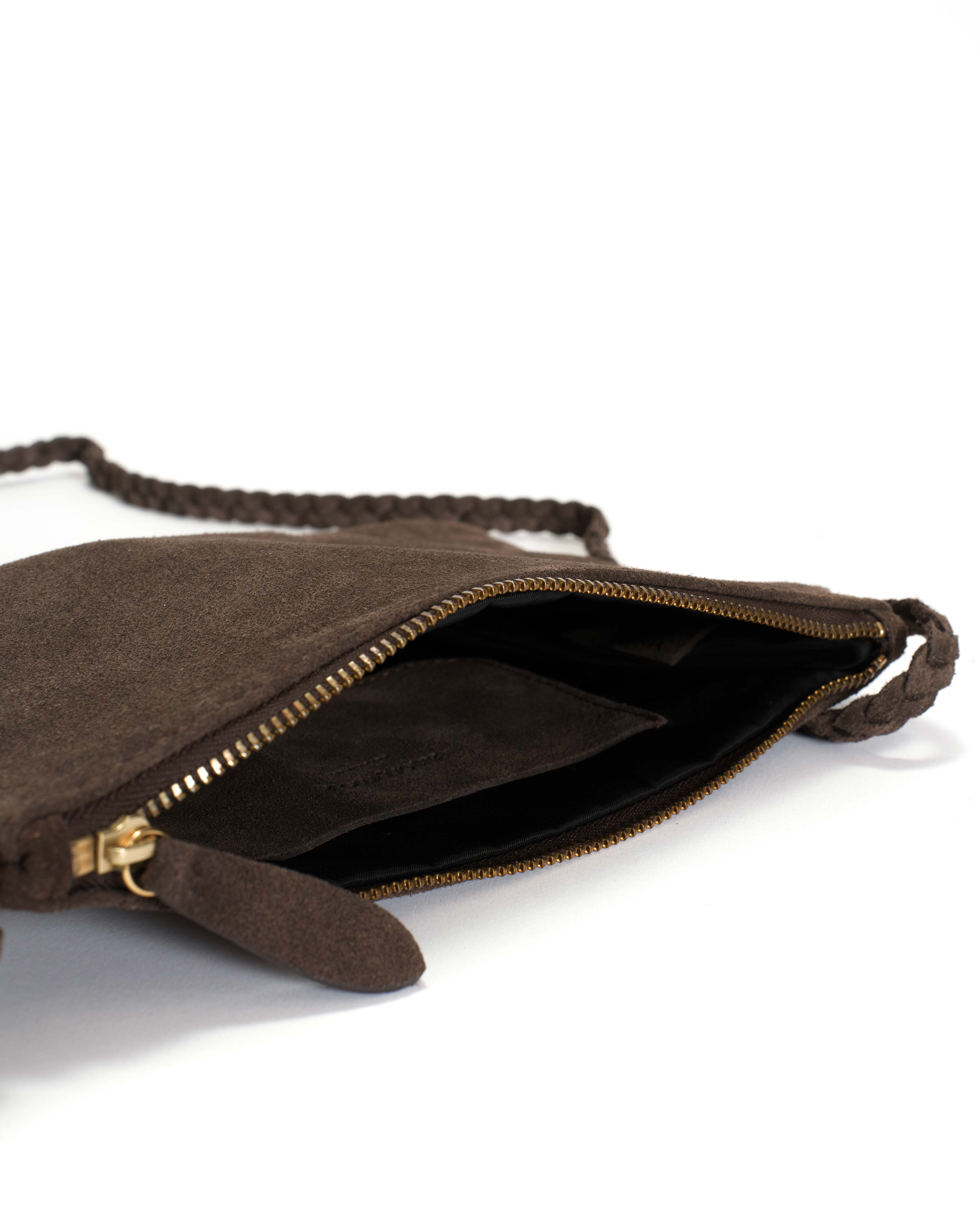 Thinna clutch Calf suede Coffee brown