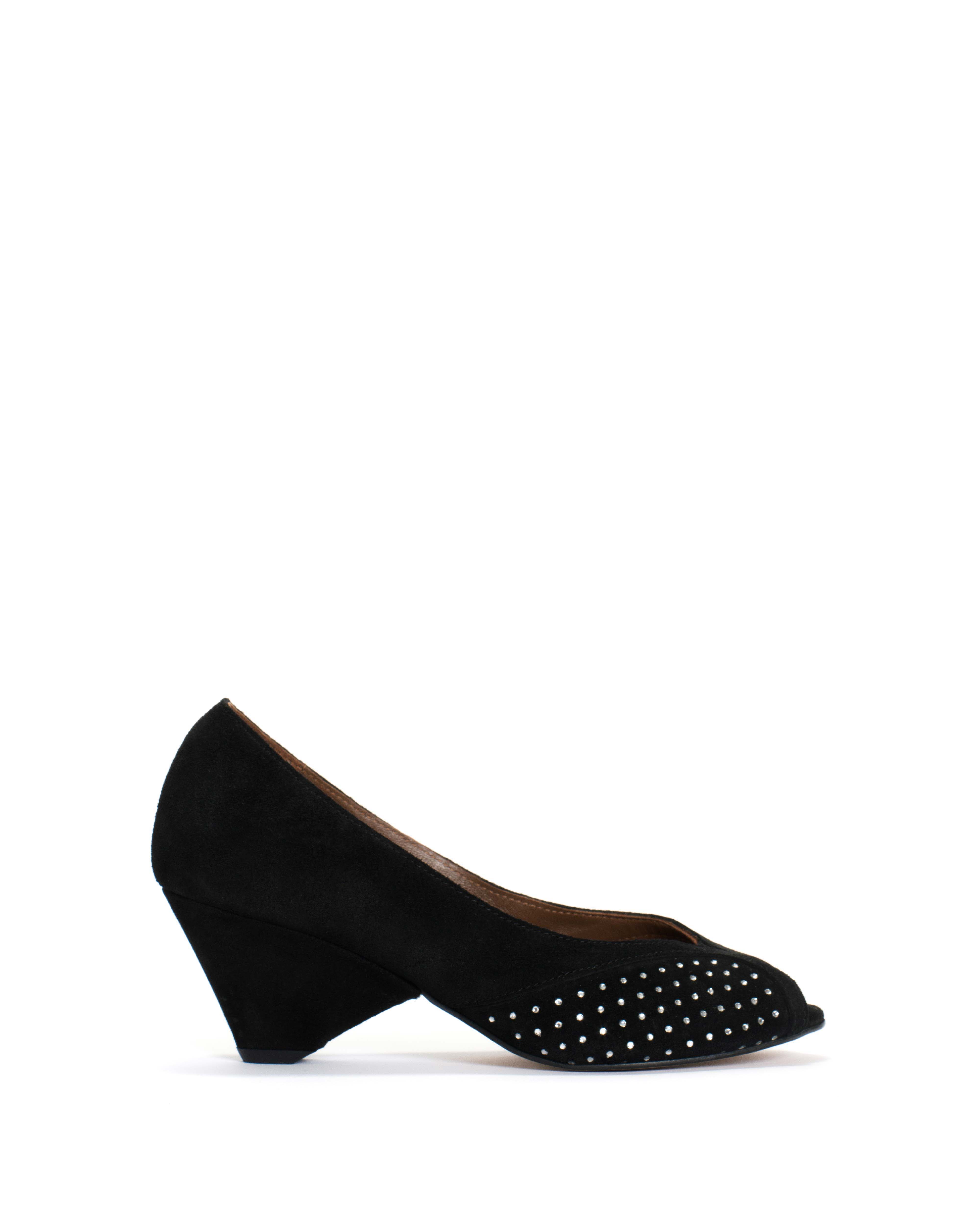 Tiffany triangle crystals Calf suede Black