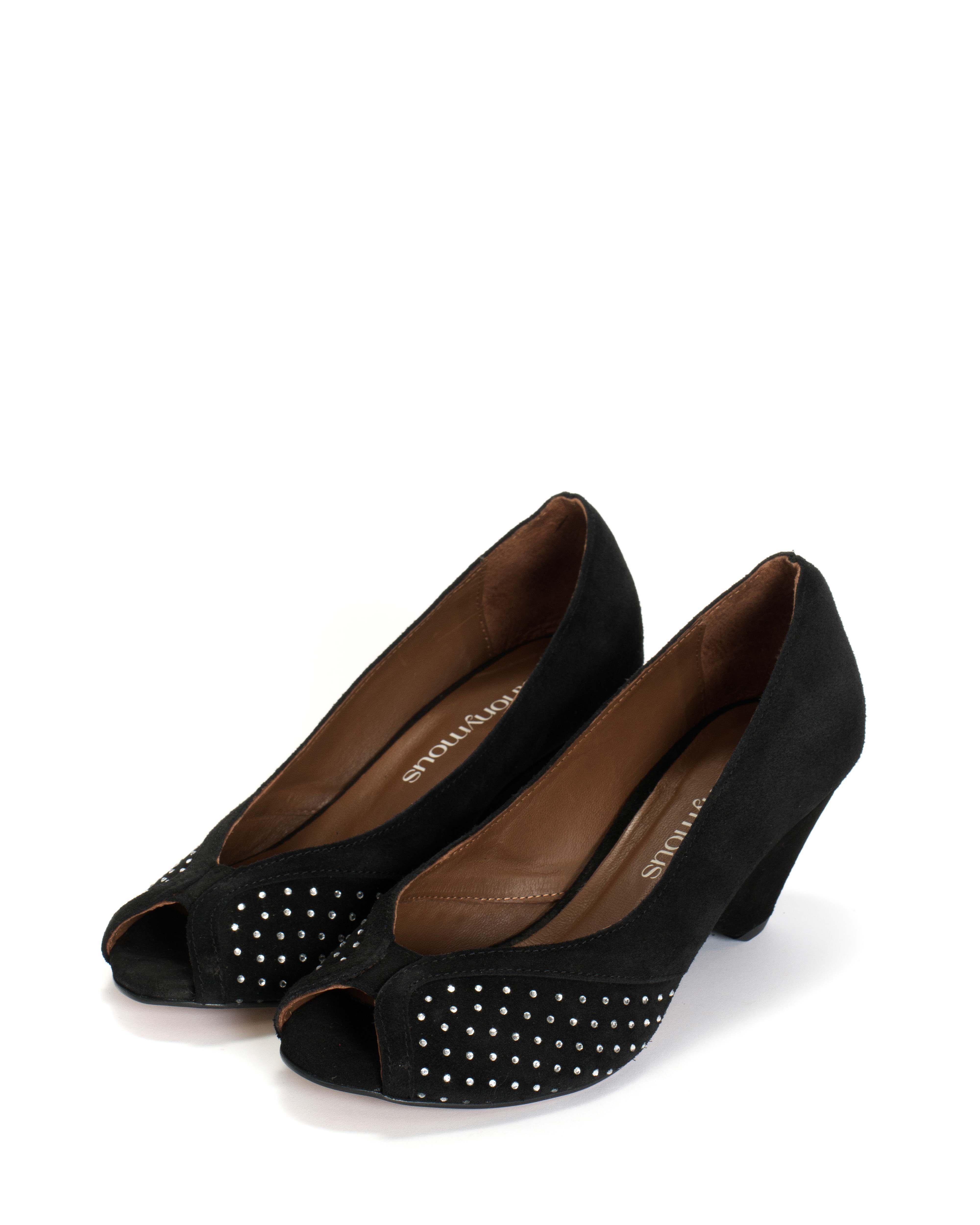 Tiffany triangle crystals Calf suede Black