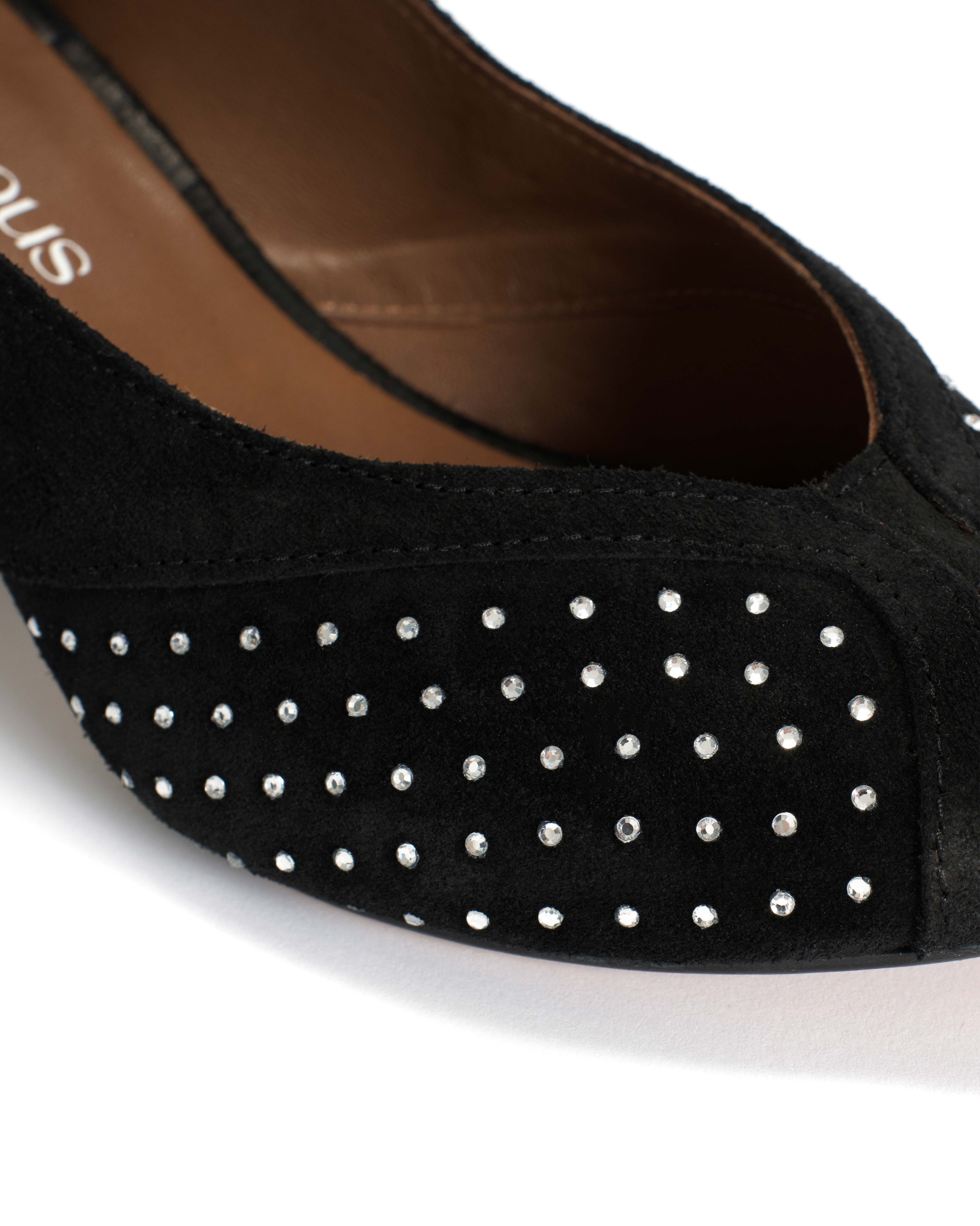 Tiffany triangle crystals Calf suede Black