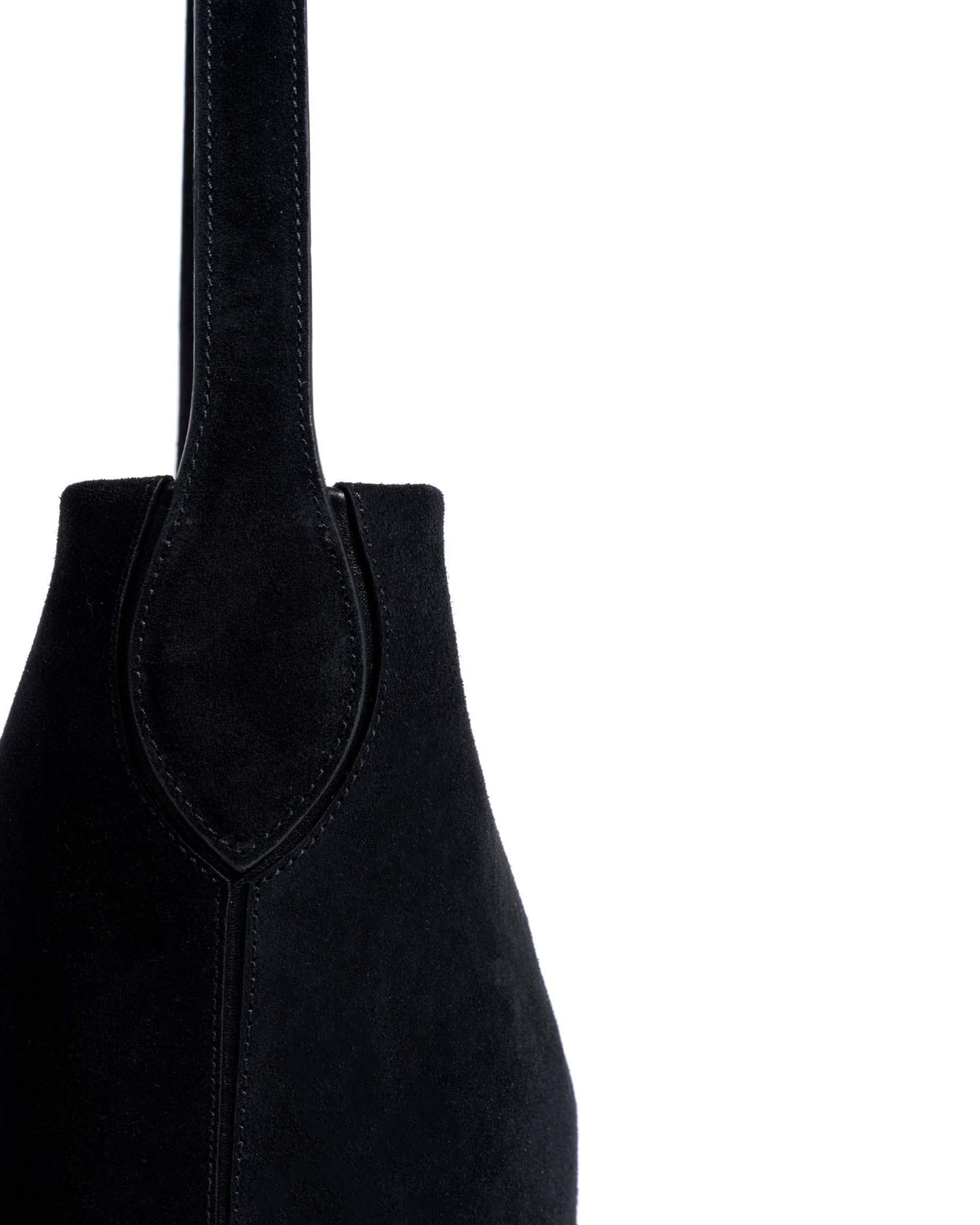 Versa slouchy petite bag Calf suede Black