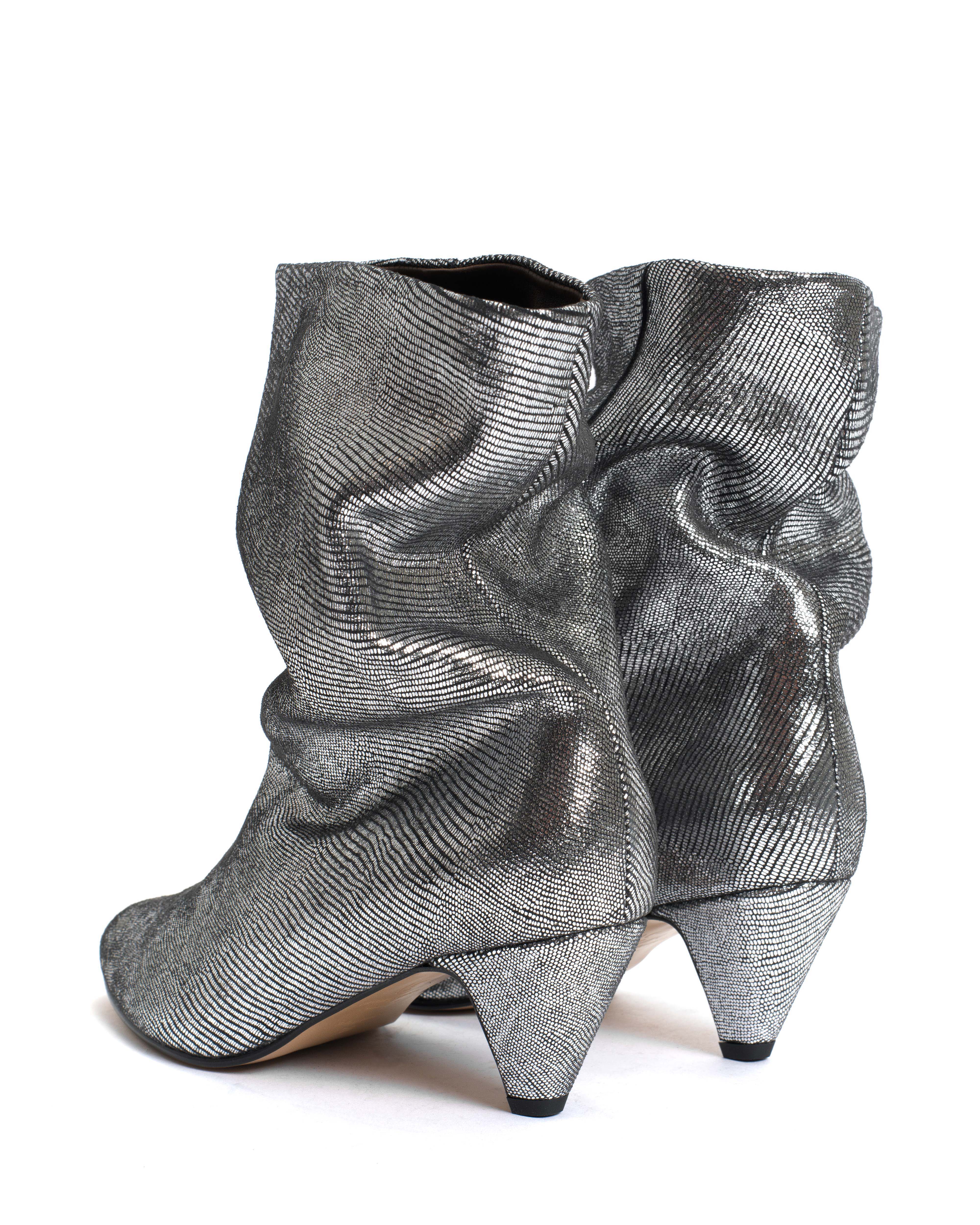 Vully 50 stiletto Lizard metallic goat Platinum