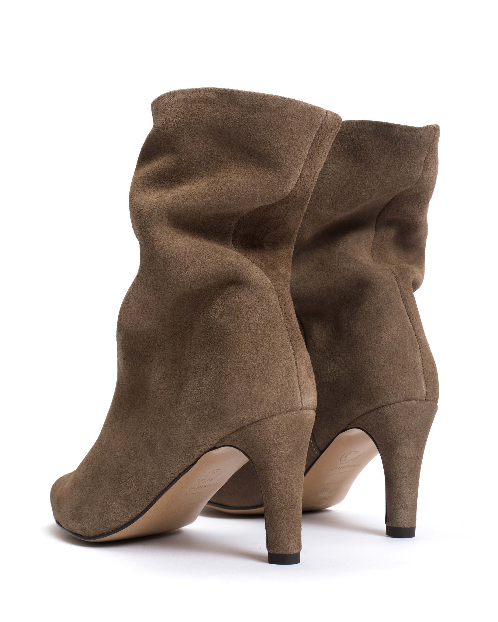 Vully 75 stiletto Calf suede Dark taupe - Anonymous Copenhagen