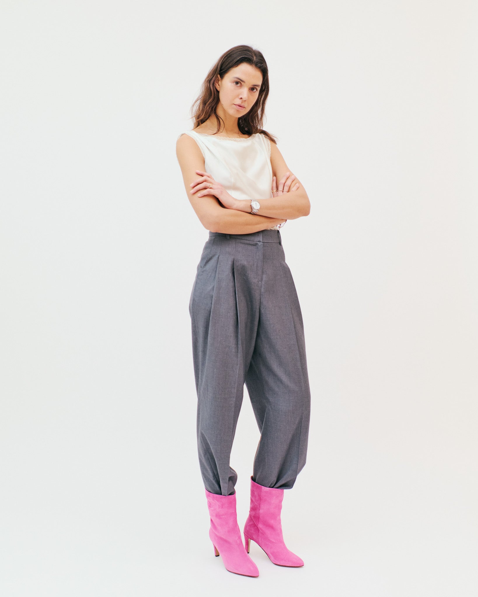 Vully 75 stiletto Calf suede Raspberry sorbet