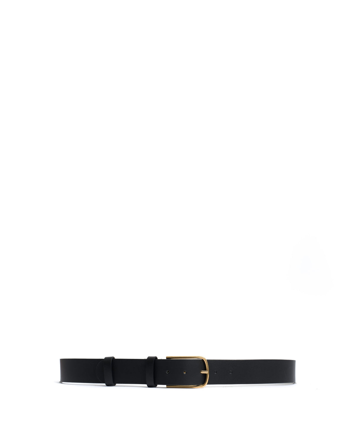 Whane simple unisex leather belt Vegetable tanned calf & metal Black & gold buckle
