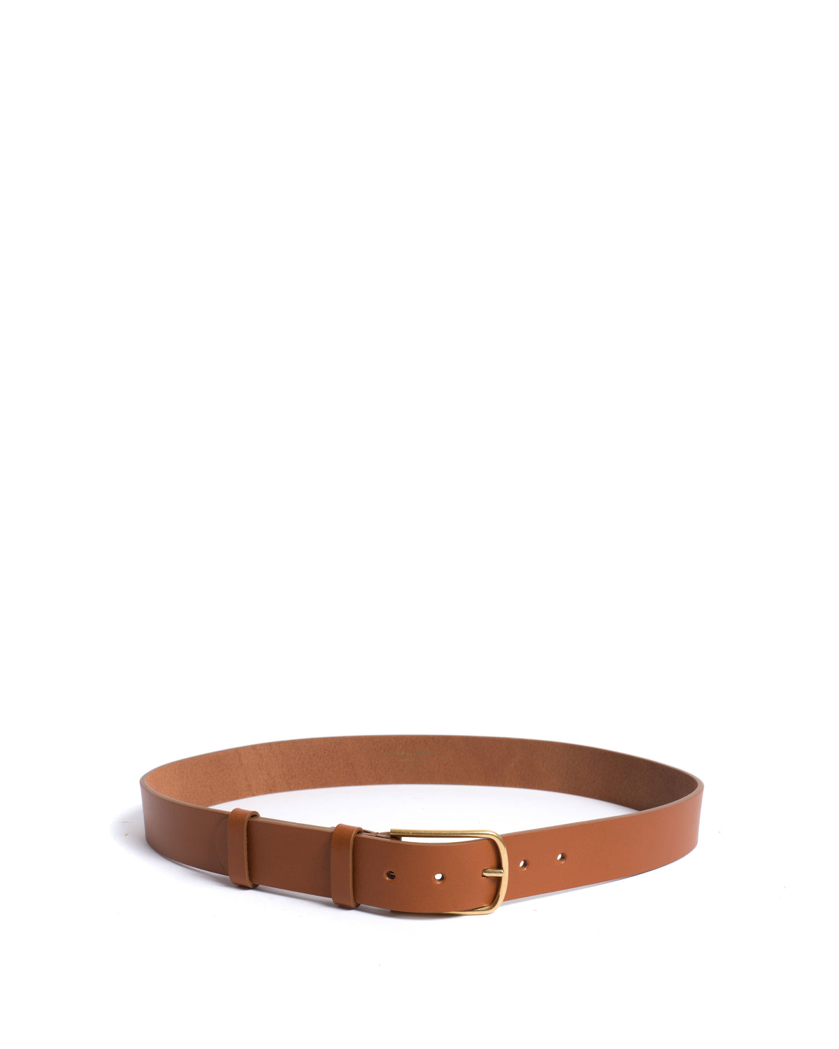 Whane simple unisex leather belt Vegetable tanned calf & metal Caramel & gold buckle