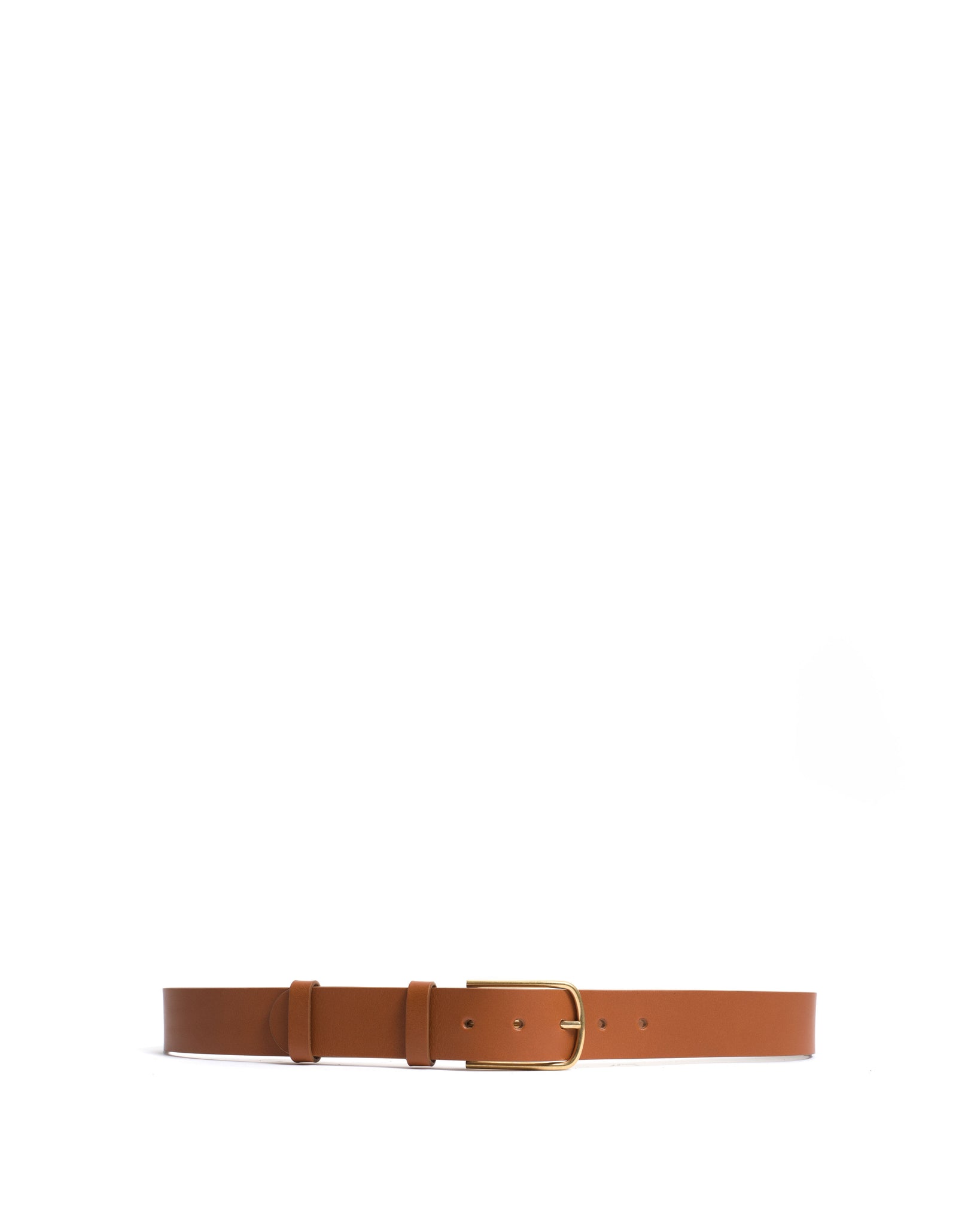 Whane simple unisex leather belt Vegetable tanned calf Caramel & gold buckle - Anonymous Copenhagen