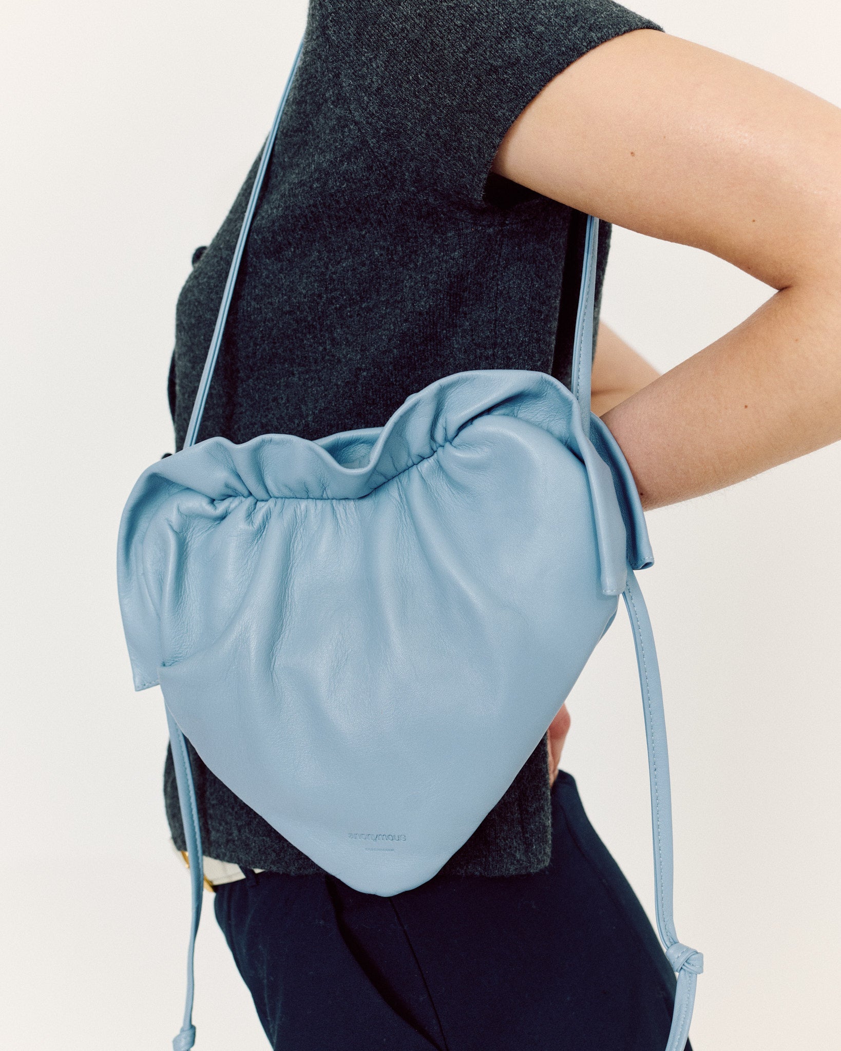 Zally heart bag Shiny lamb Sky blue