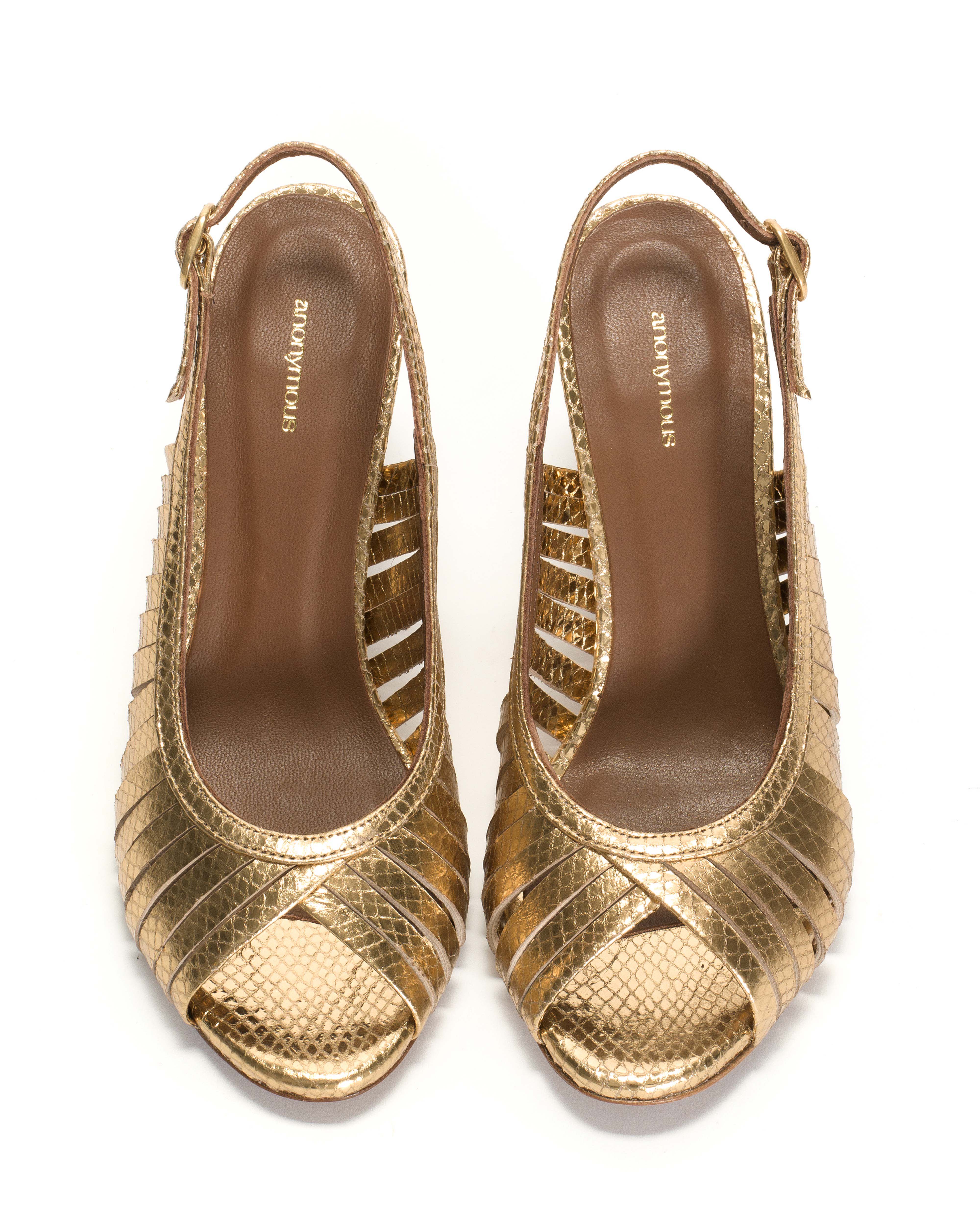 Zenia 75 Snake metallic calf Gold