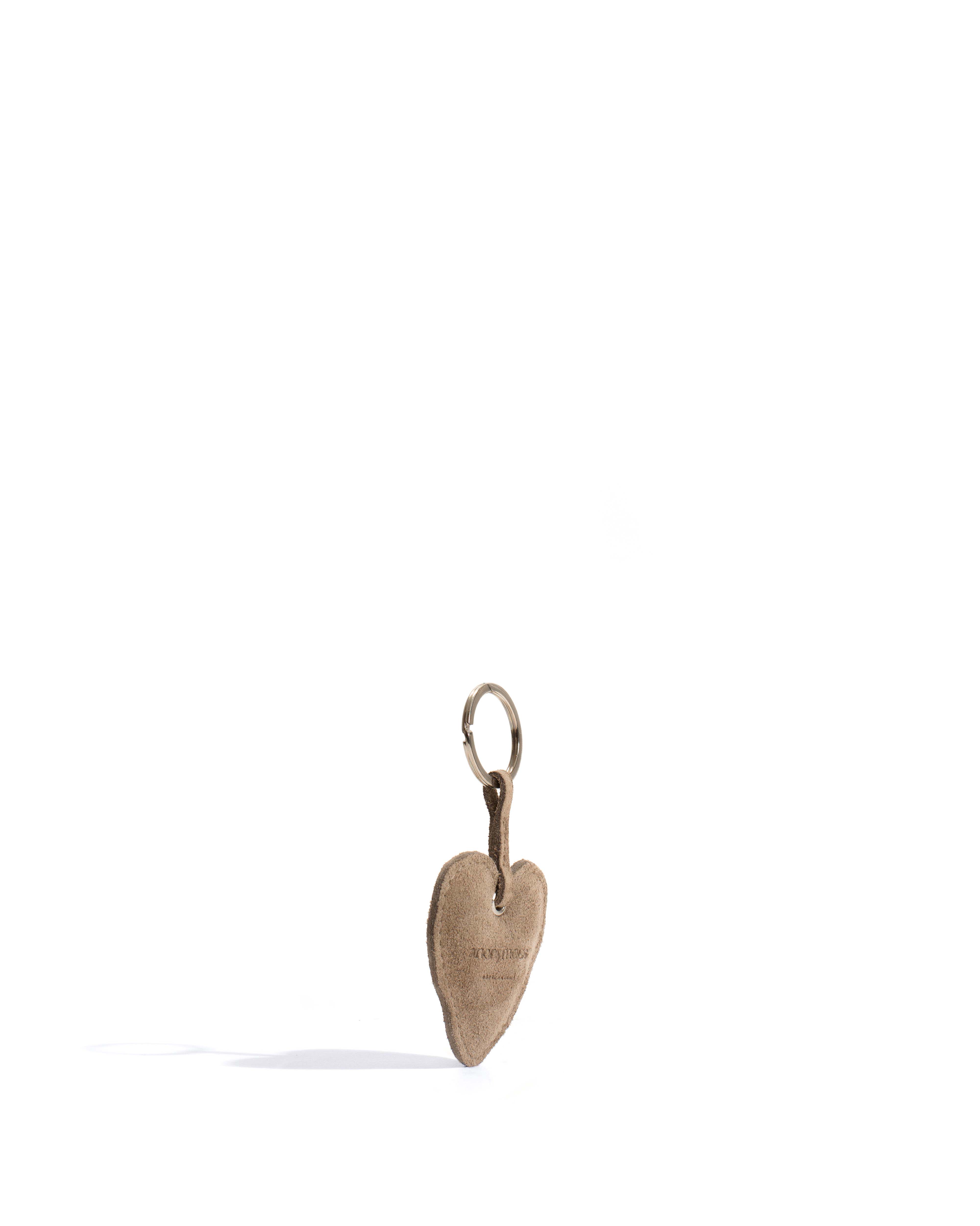 Heart keyring Calf suede Mushroom