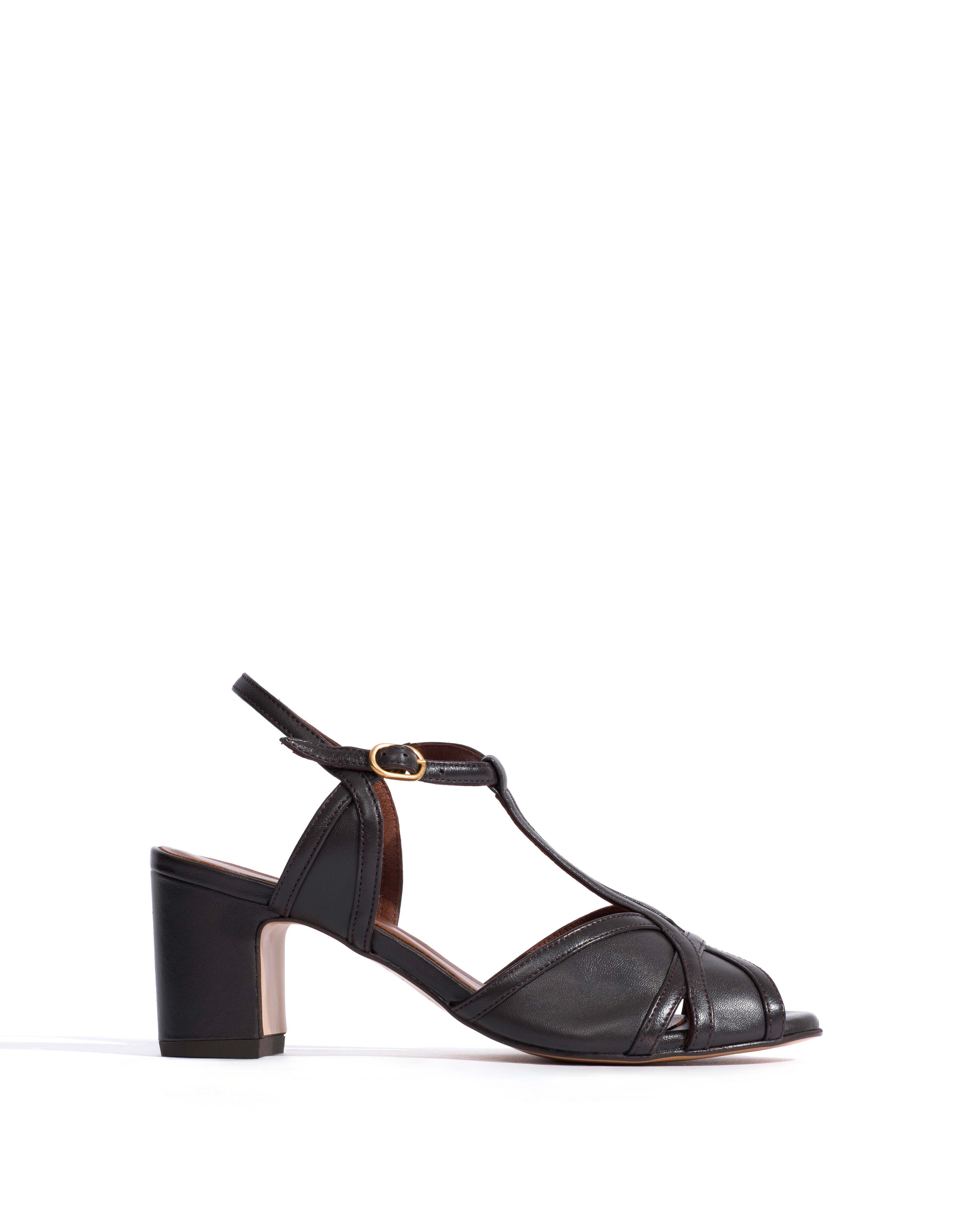 Therese 55 block Shiny lamb Espresso brown