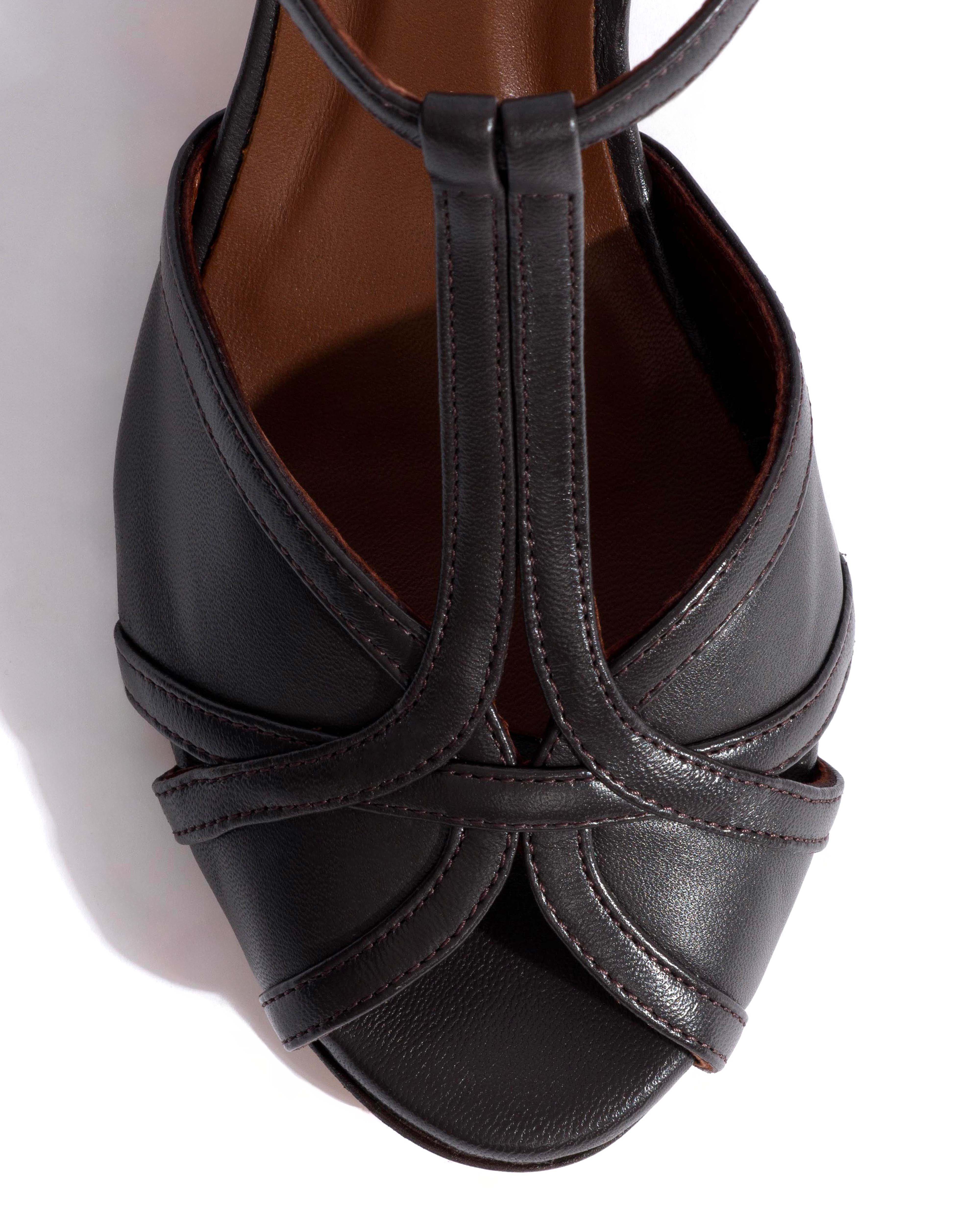 Therese 55 Shiny lamb Espresso brown