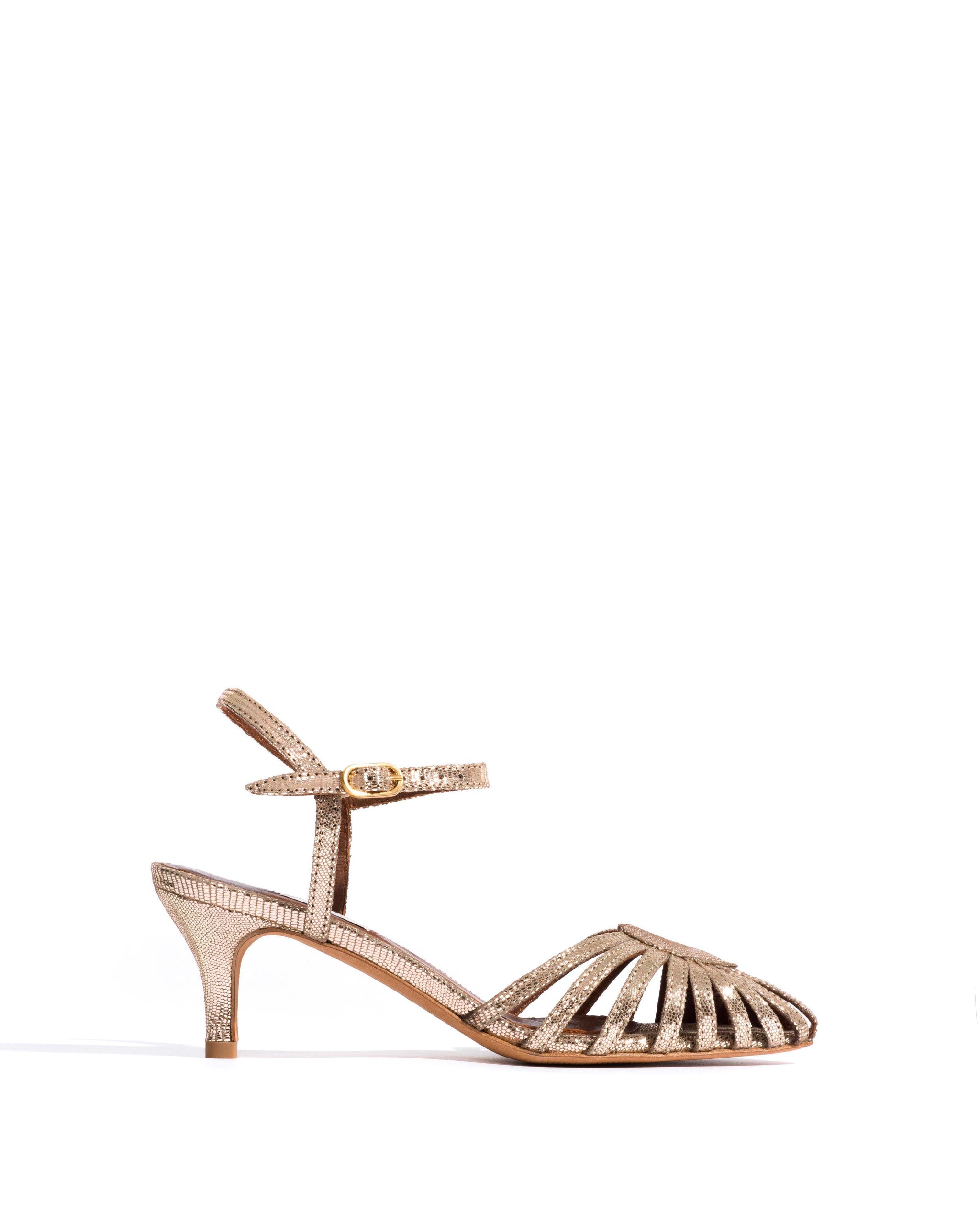 Keesha 55 Lizard metallic goat Vintage champagne - Anonymous Copenhagen Heels