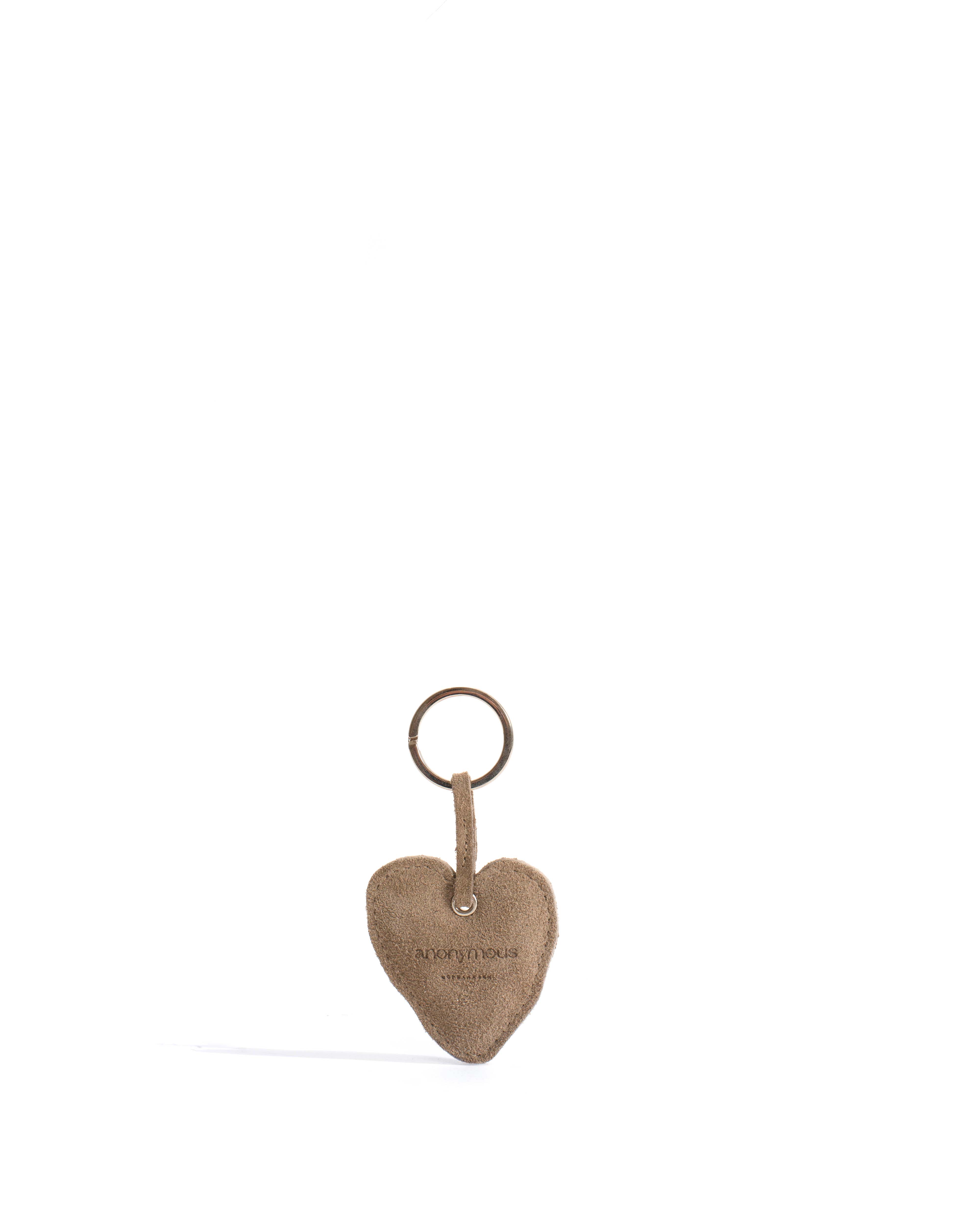 Heart keyring Calf suede Mushroom