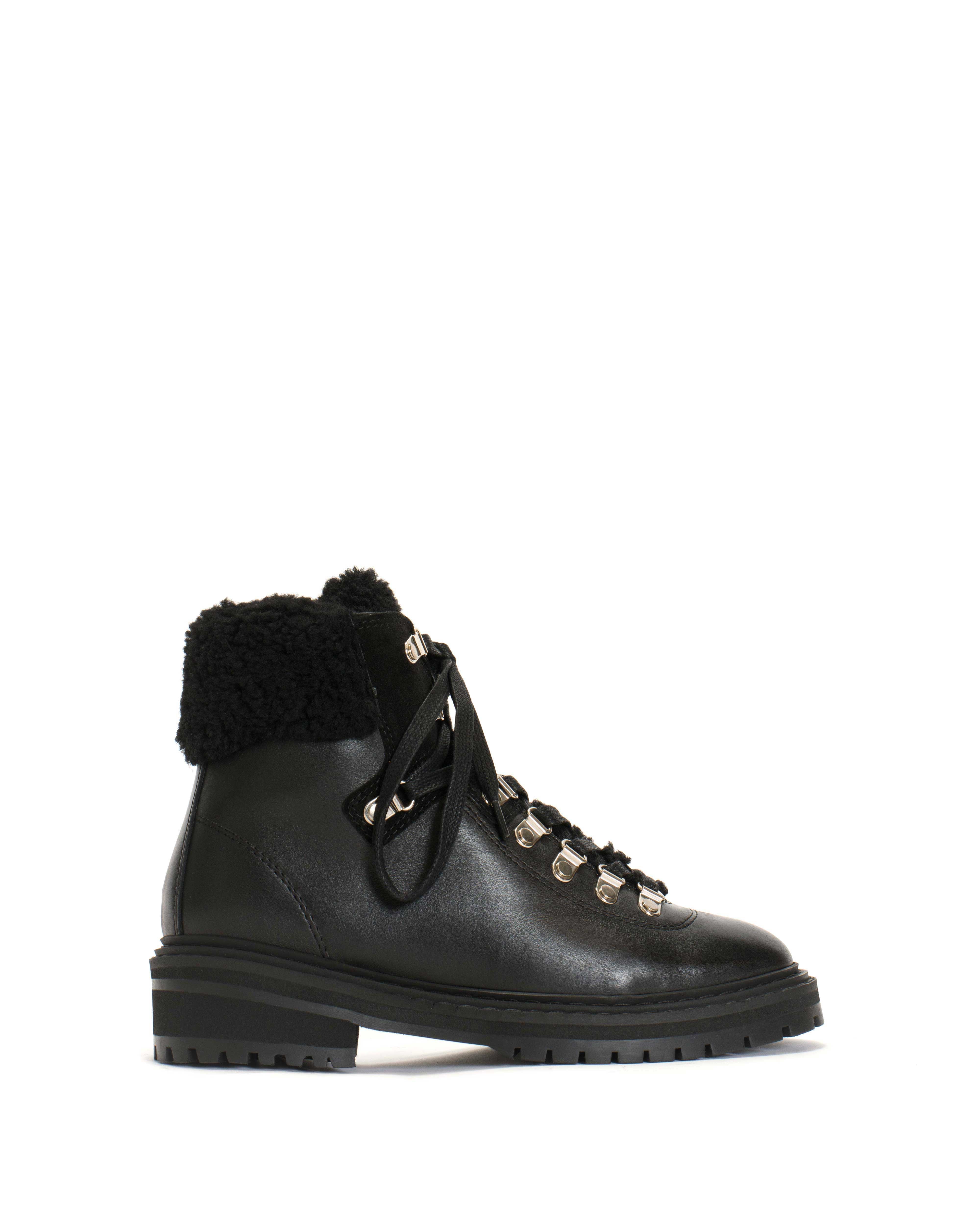 Beari lamb shearling Soft calf & suede leather Black