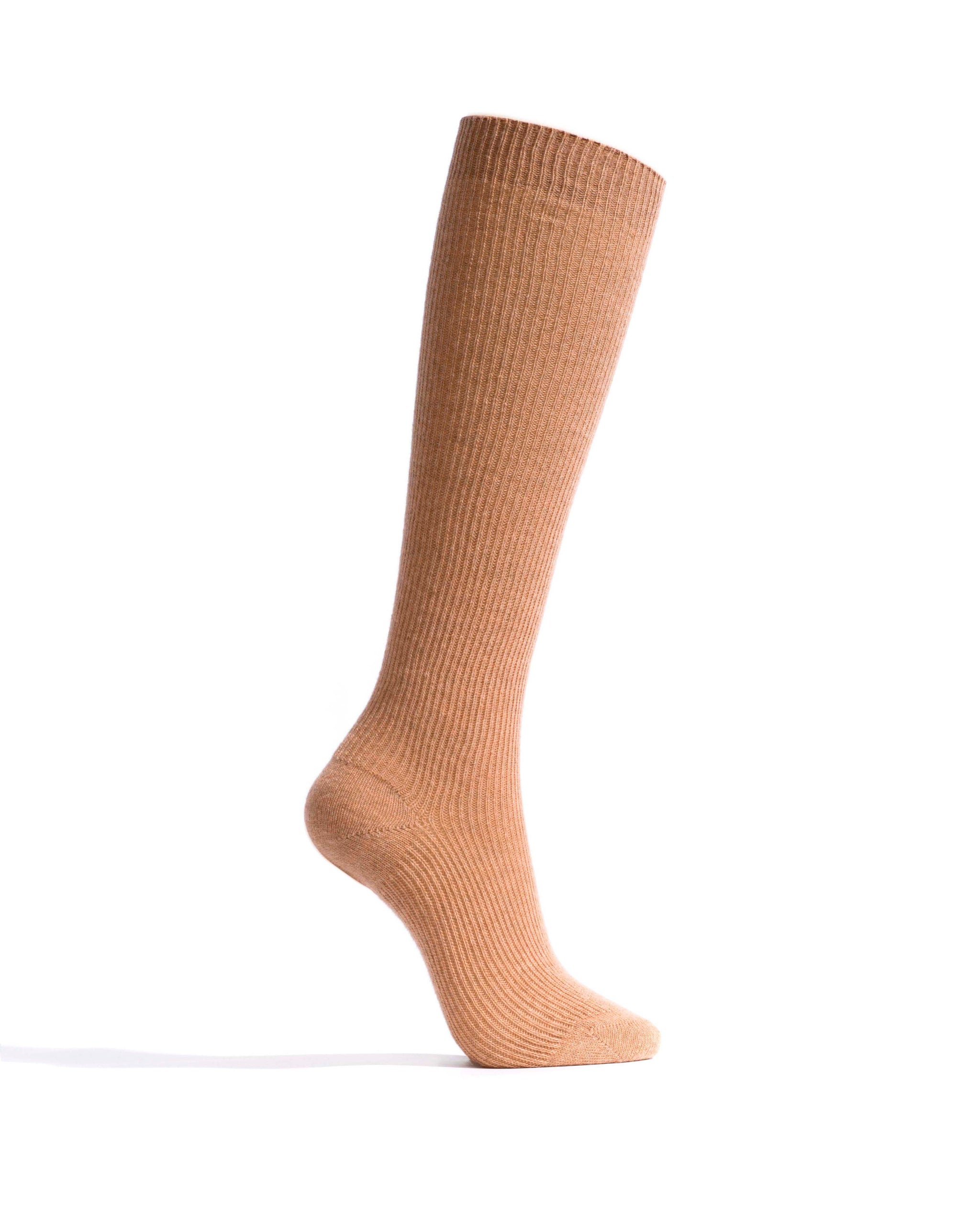 Lanai knee-high cashmere socks 70% wool 30% cashmere Camel