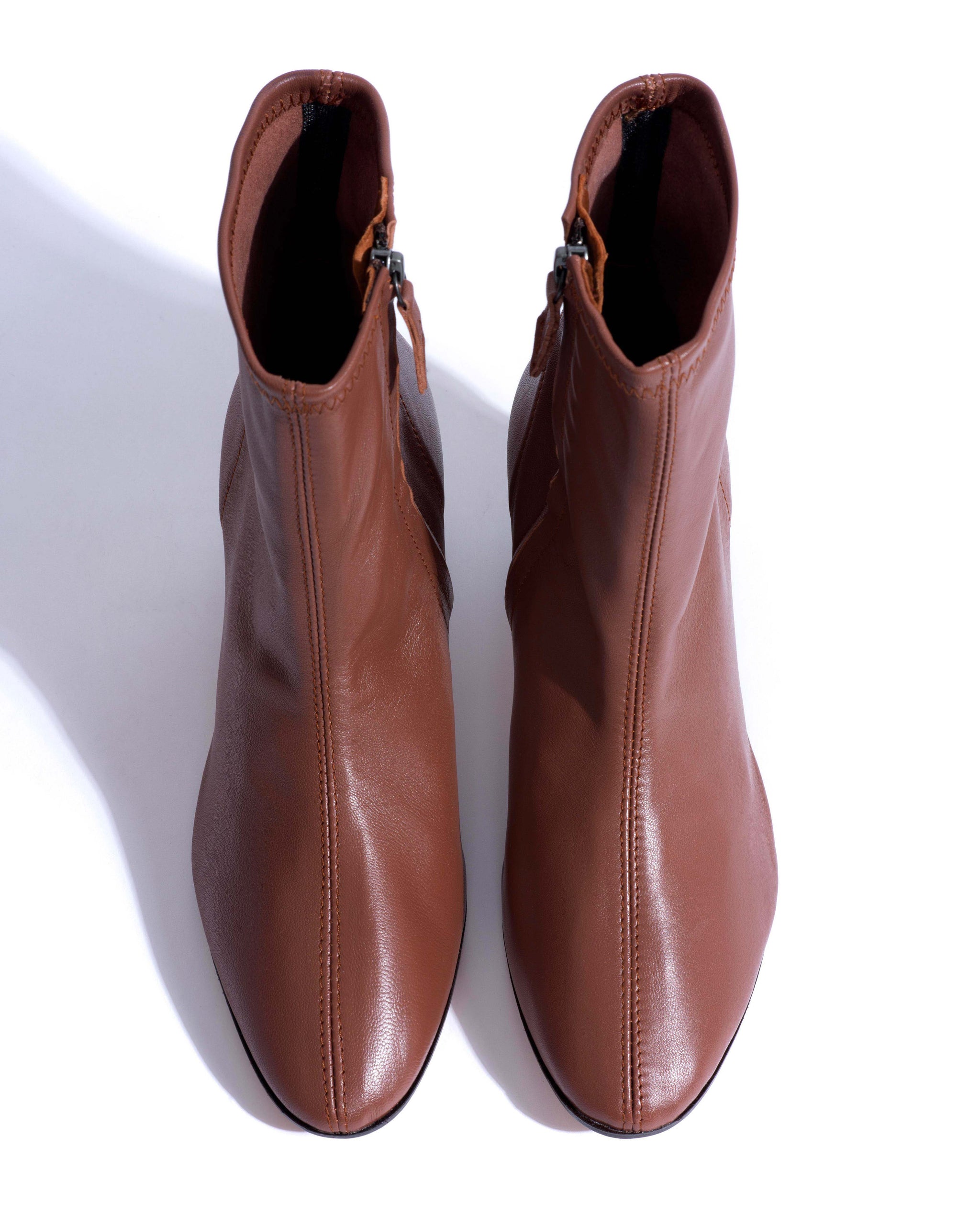 Hanny 55 stacked stretch Silky lamb Chocolate - Anonymous Copenhagen Ankle boots