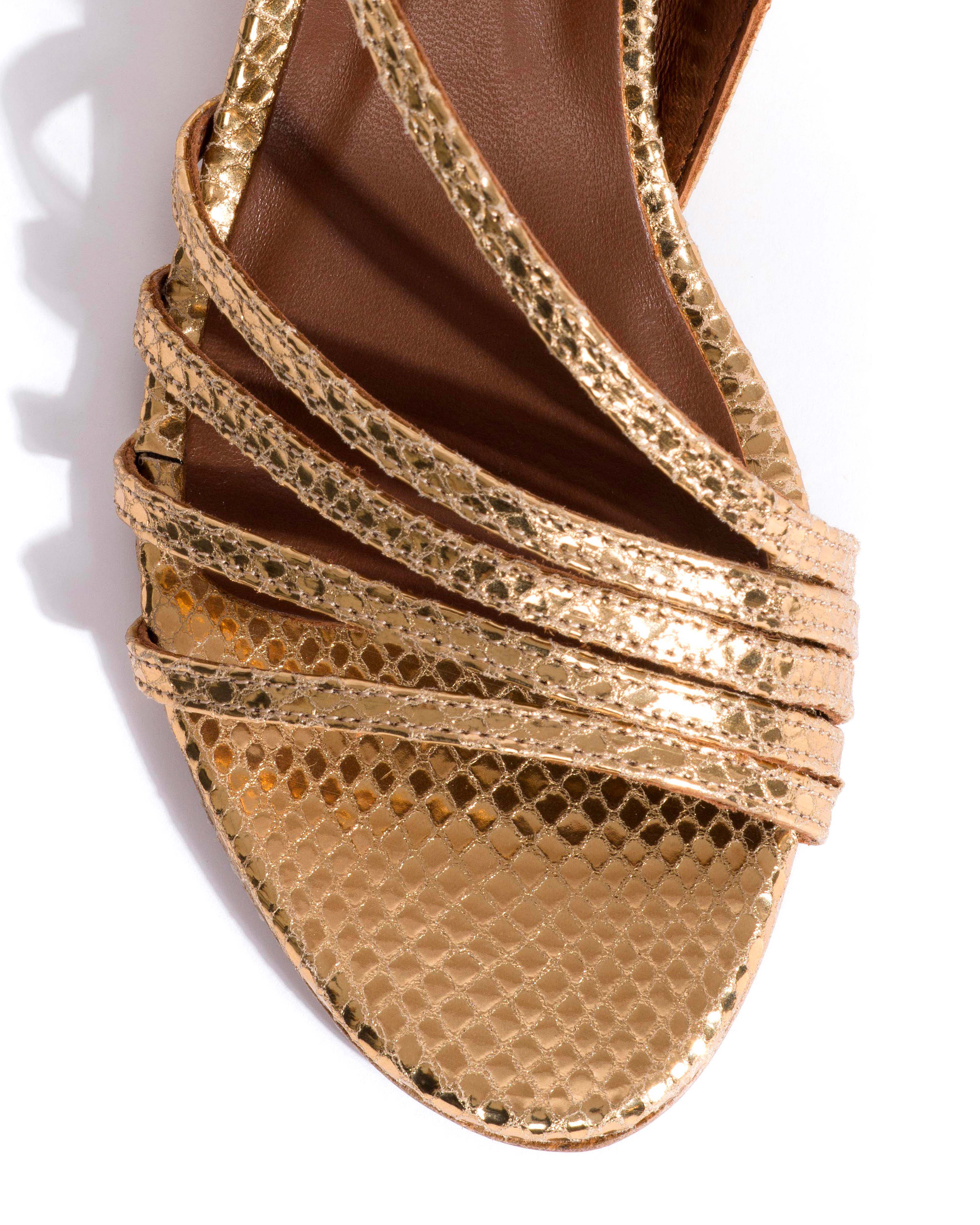 Naia 55 Snake metallic calf Gold