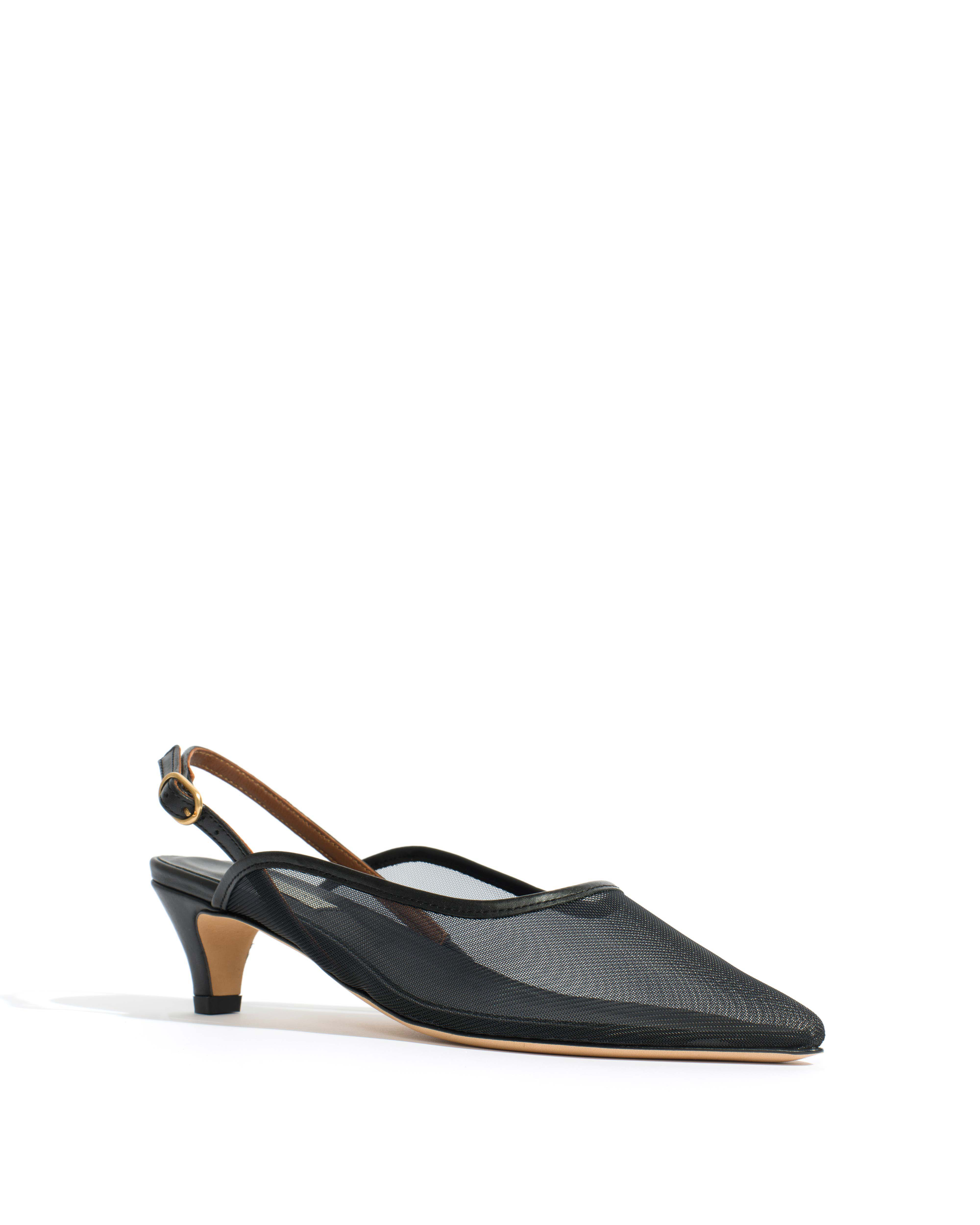 Fanny 40 stiletto mesh Shiny lamb & mesh Black