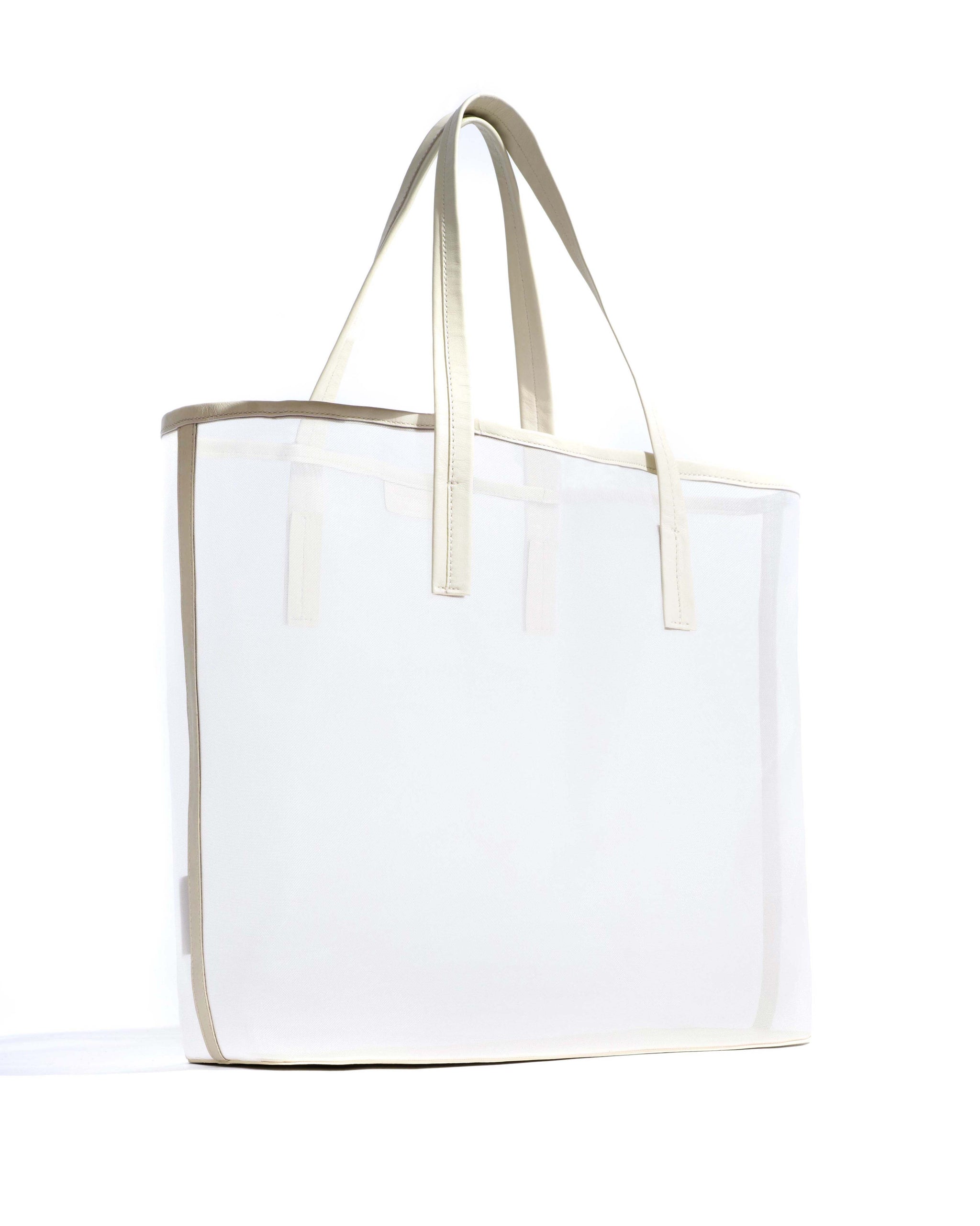 Ruba shopper mesh Shiny lamb & mesh White sand - Anonymous Copenhagen Bags