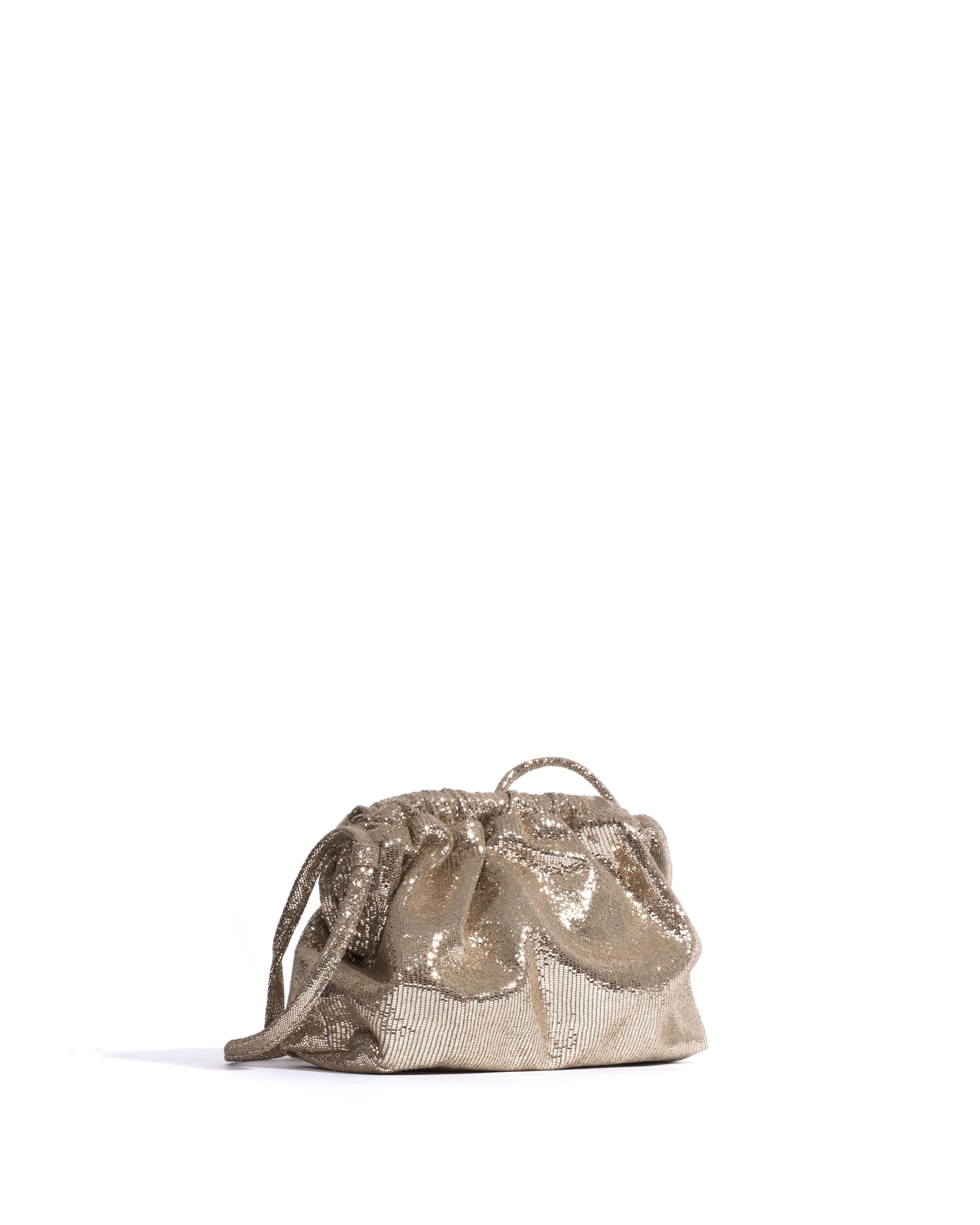 Hally petite cloud bag Lizard metallic goat Vintage champagne